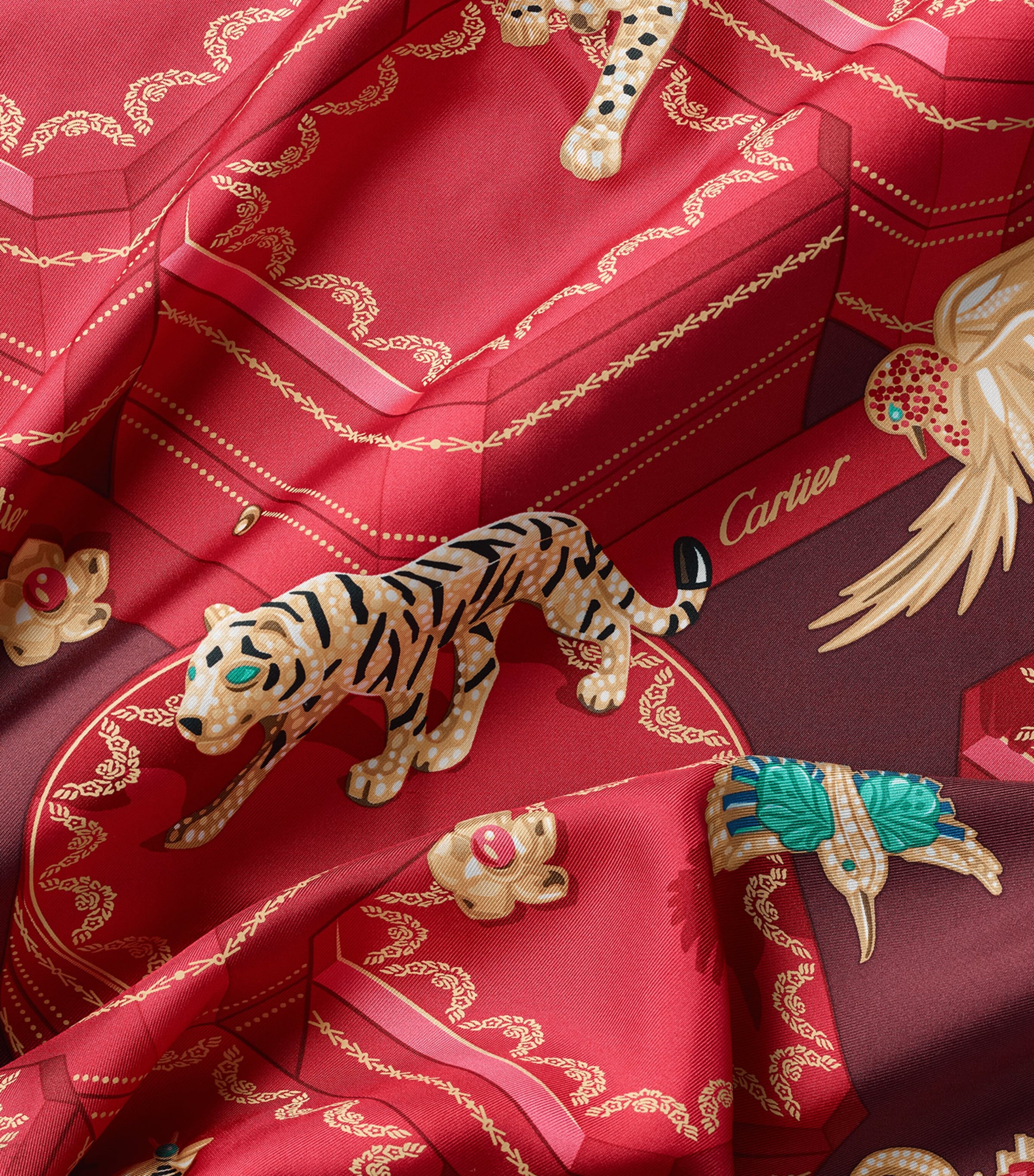 Silk Jewellery Boxes Scarf RED Image 3