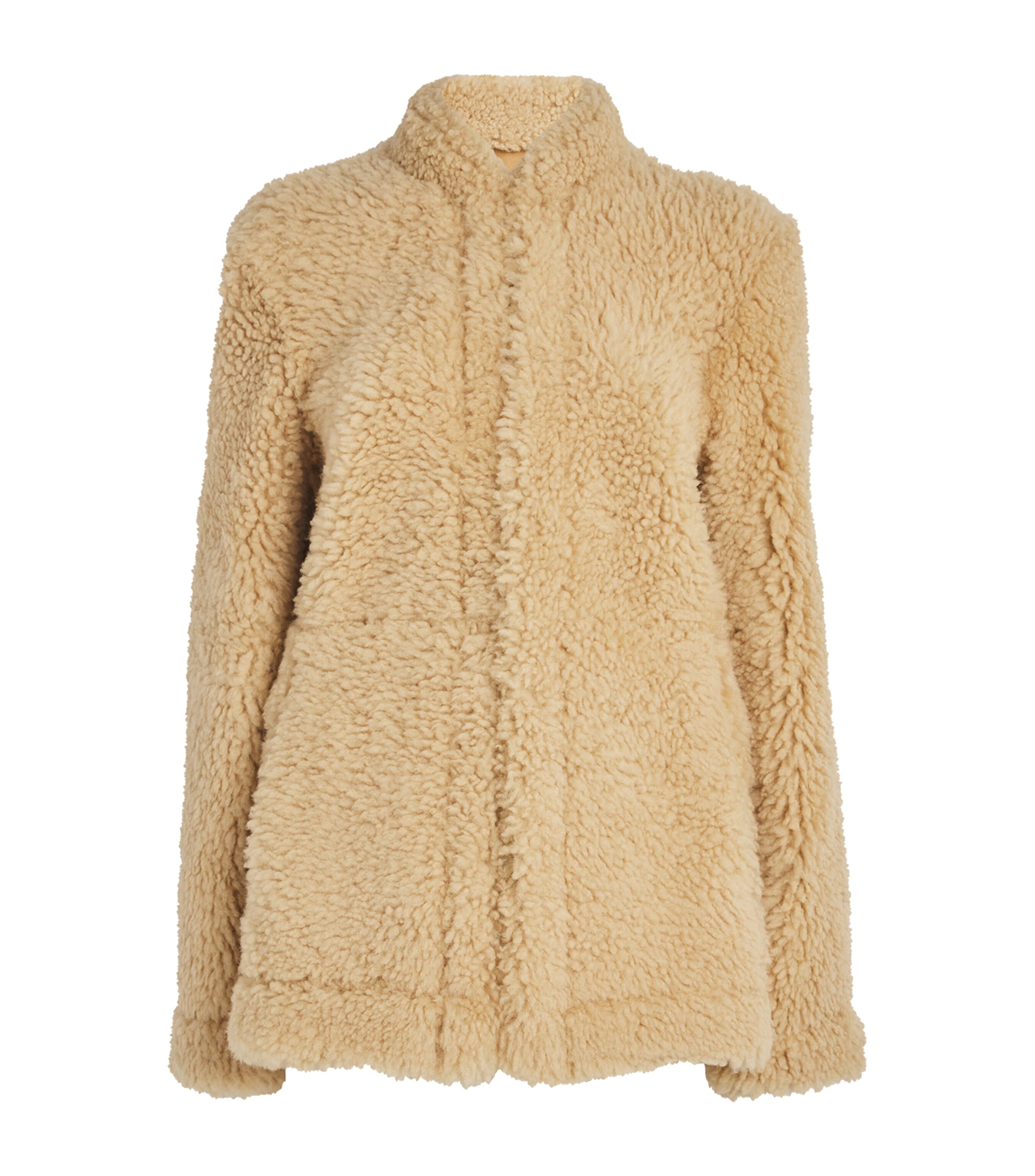 Shop Totême Shearling Cinched Jacket In Beige