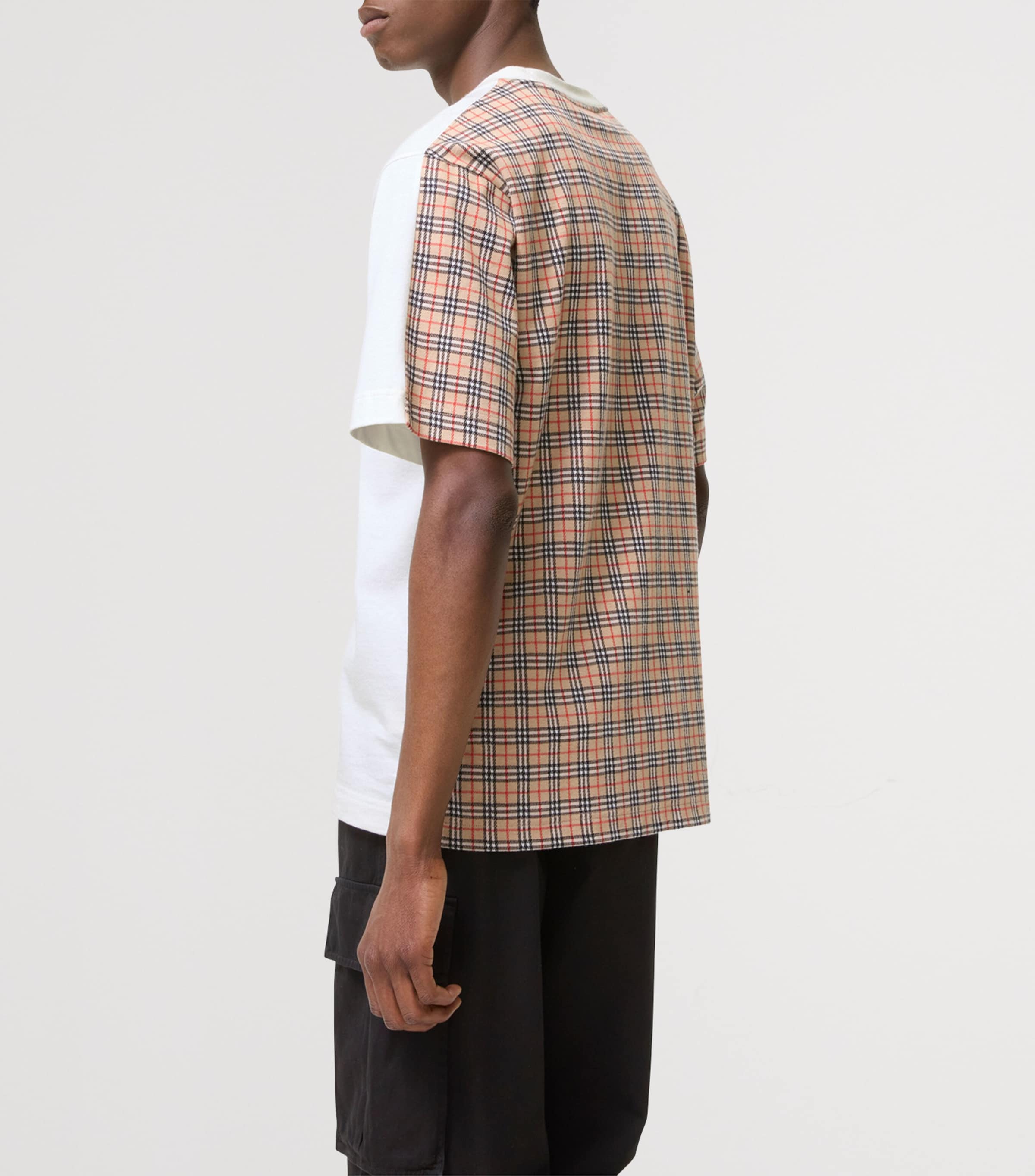 Burberry Mens Check Reverse T-Shirt Chalk Image 3