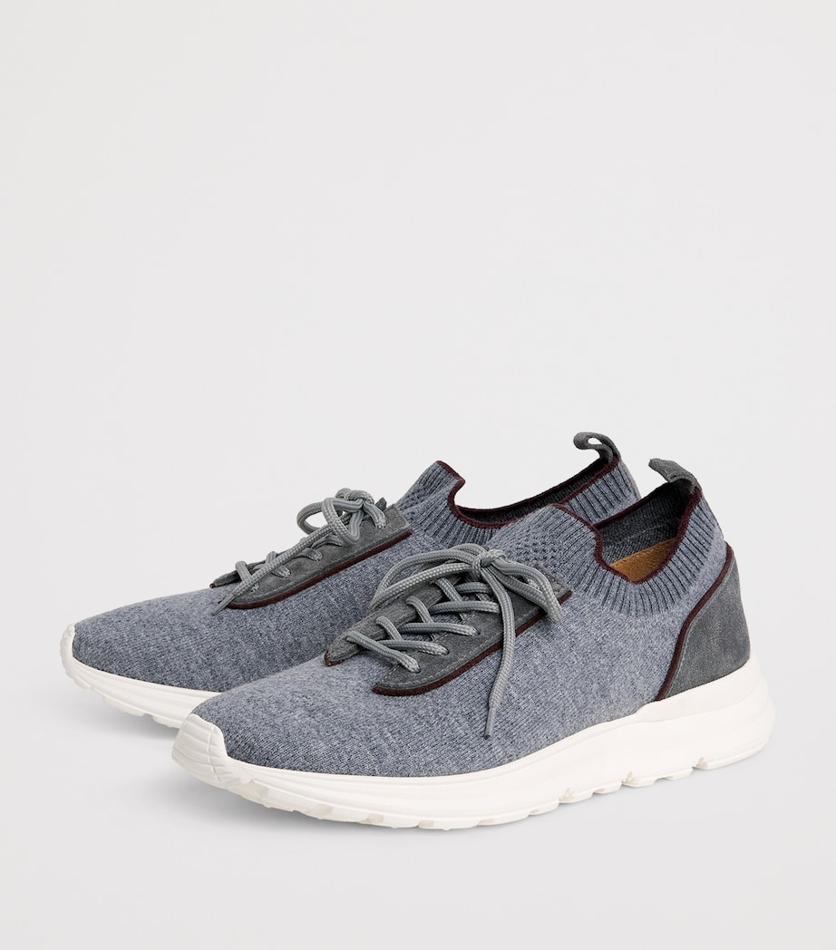 Eleventy Mens Knitted Panel Sneakers Grigio Medio, Bordea Image 3