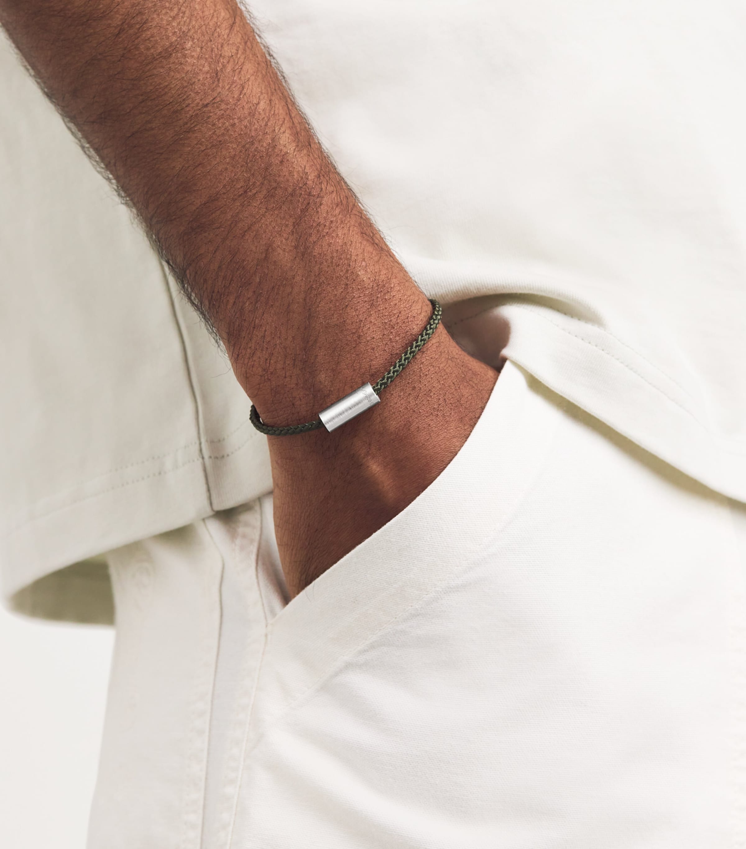 Le Gramme Sterling Silver Nato 7g Cable Bracelet Khaki Image 2