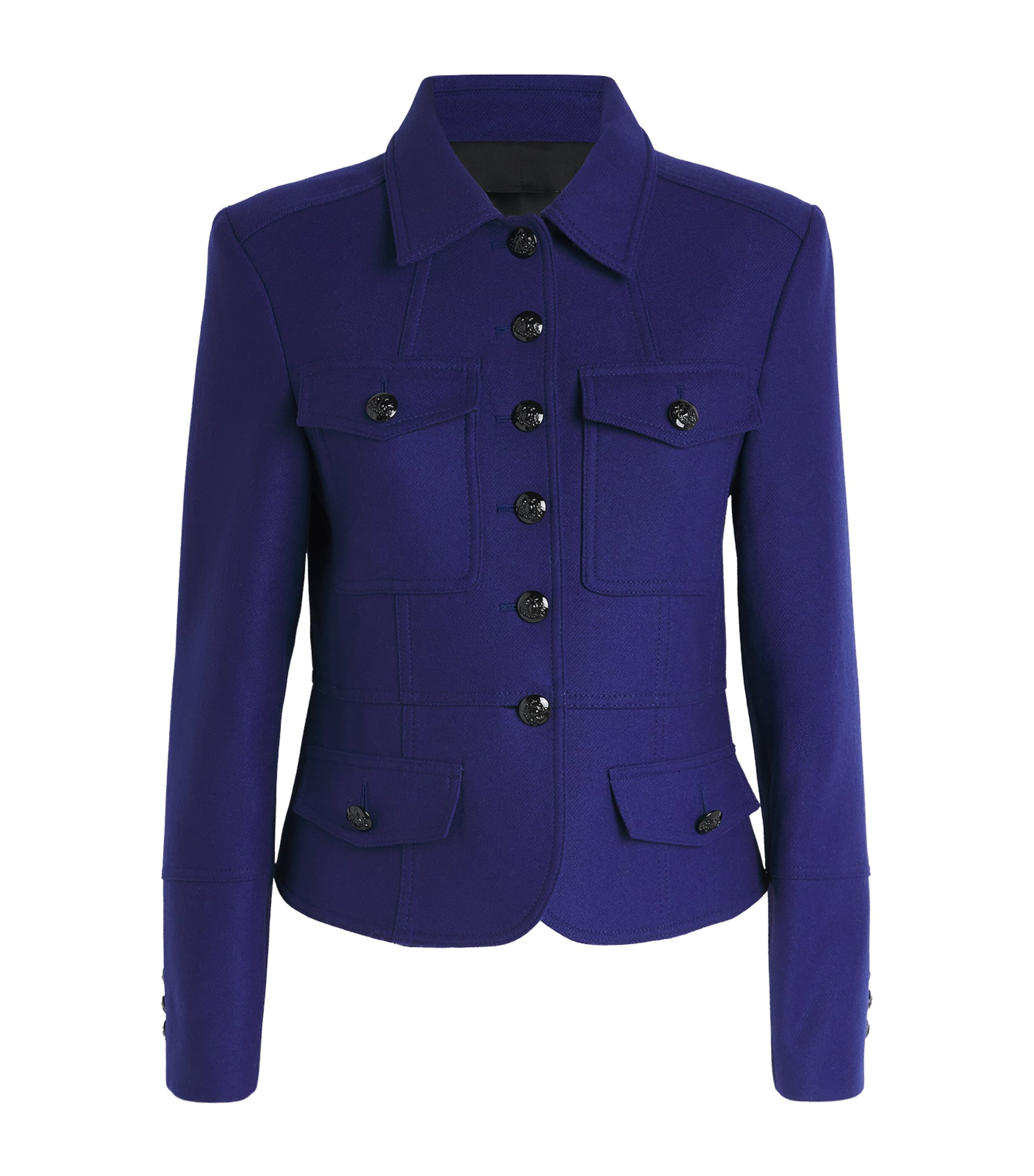 Me+em Wool-blend Fitted Jacket In Blue