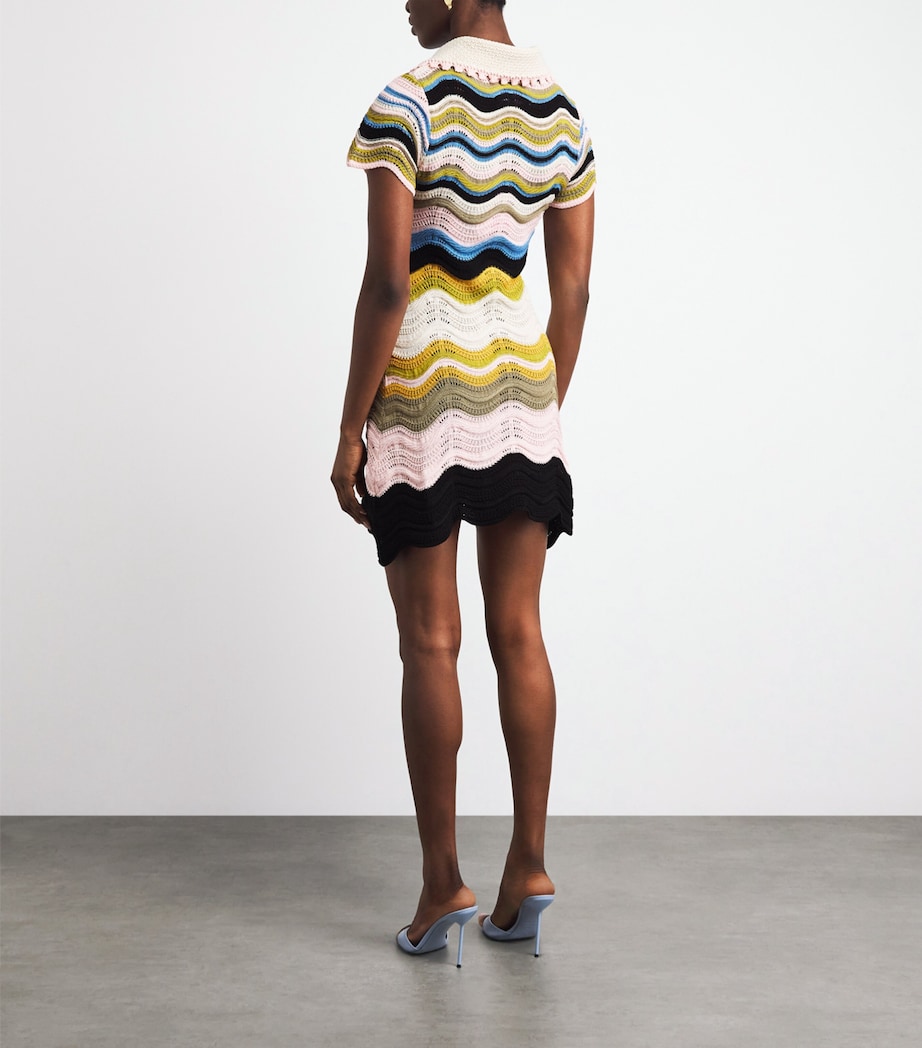 La Doublej Womens Cotton Knitted Chevron Mini Dress Mltclr Image 4