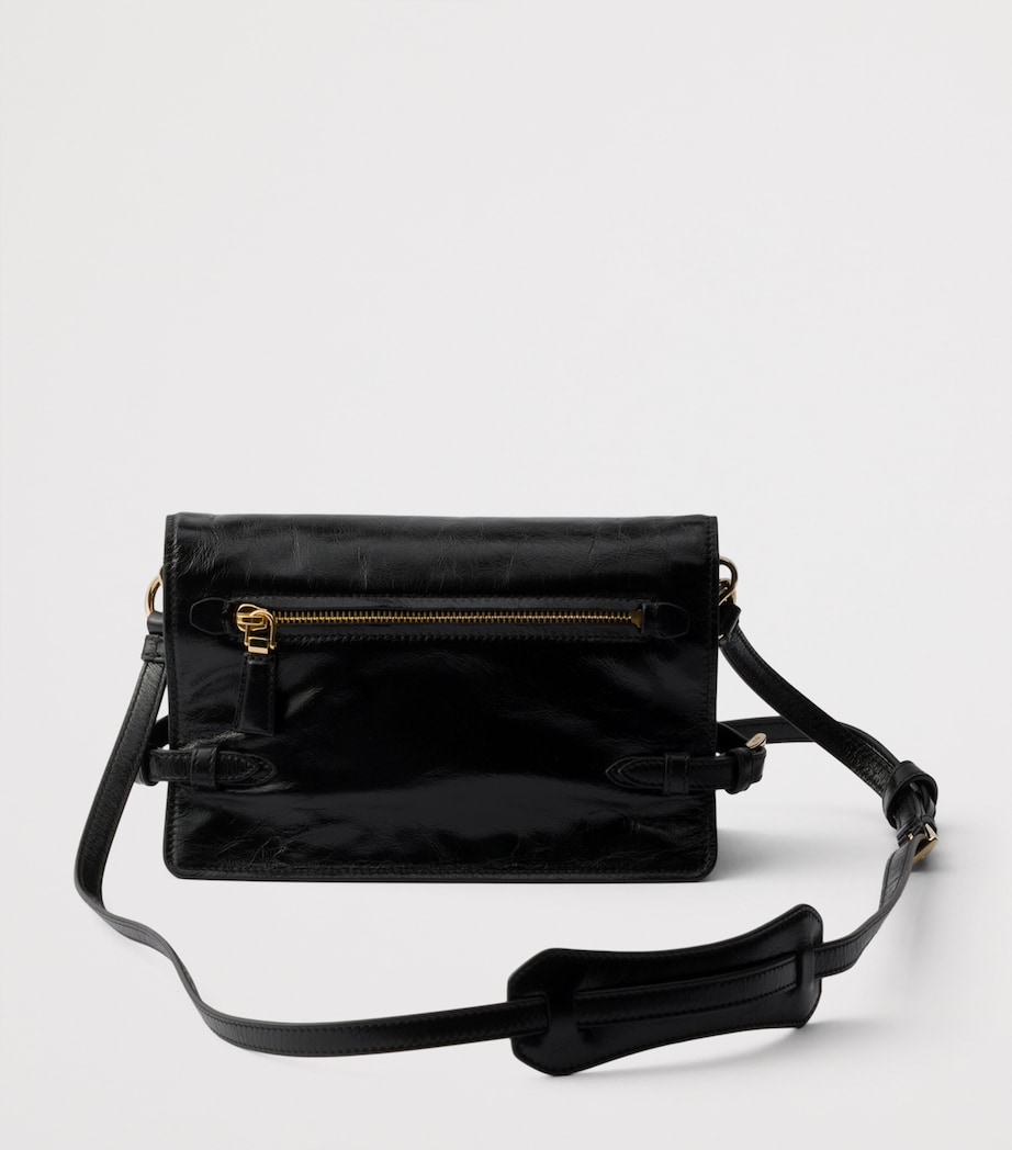 Prada Mini Leather Wallet with Strap Black Image 3