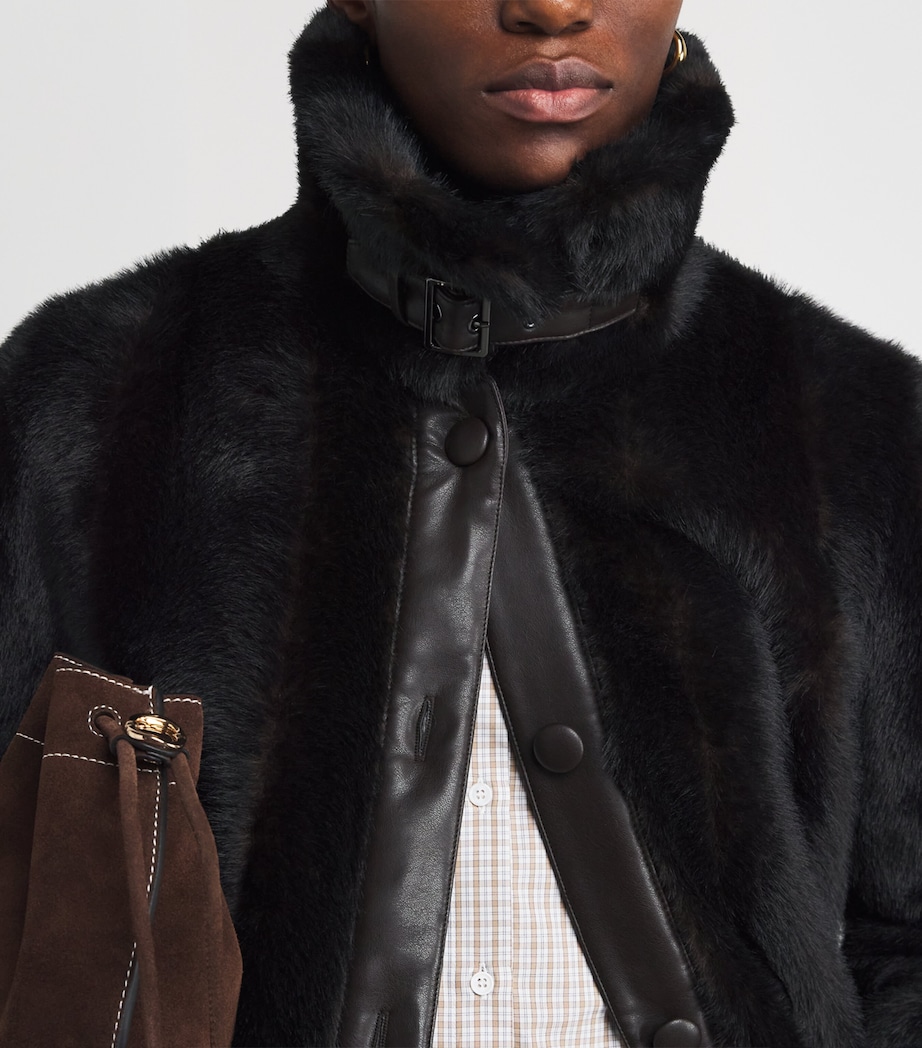 Faux Fur Coat DARK BROWN Image 6