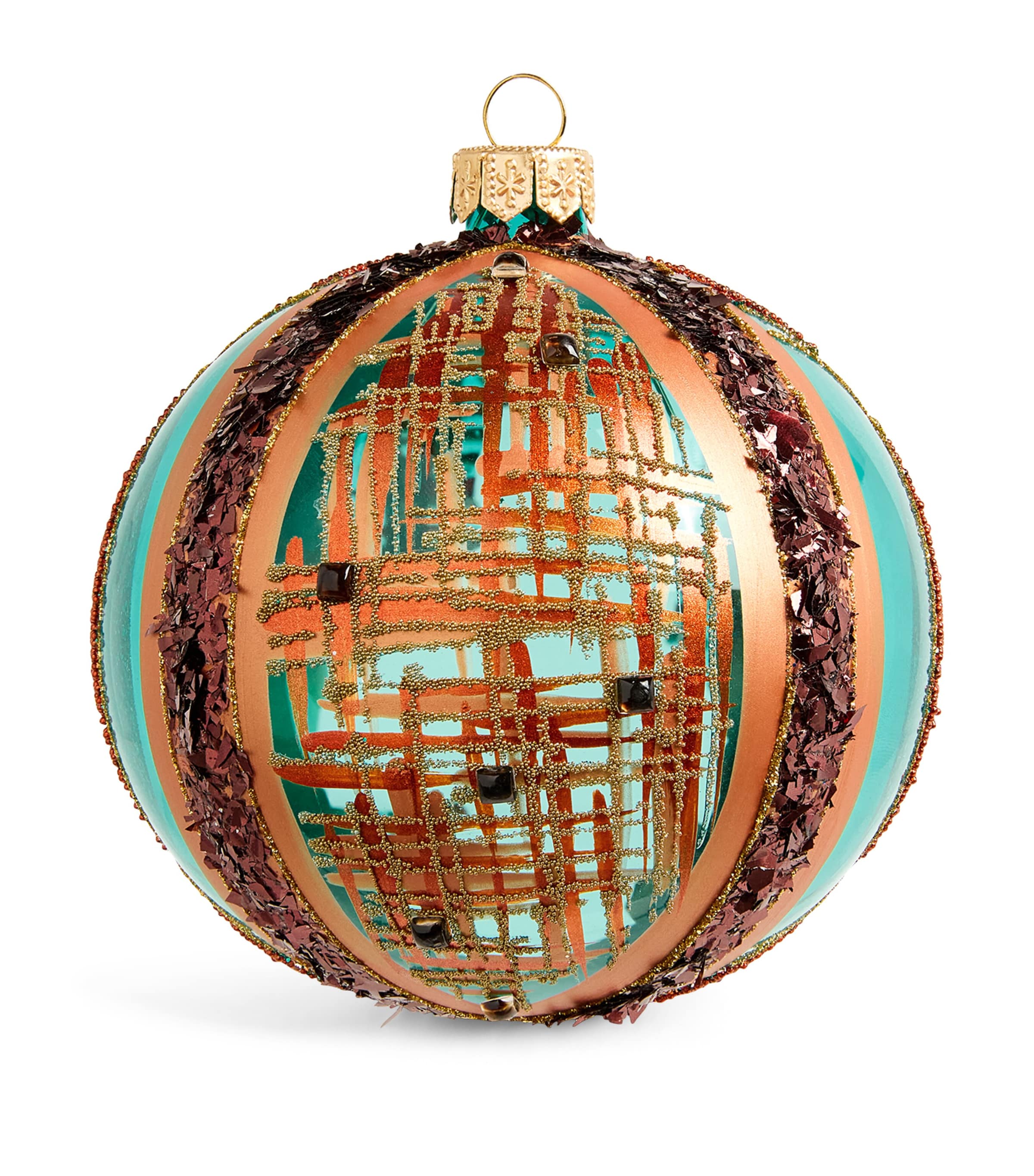 HARRODS GLASS PATTERNED BAUBLE 