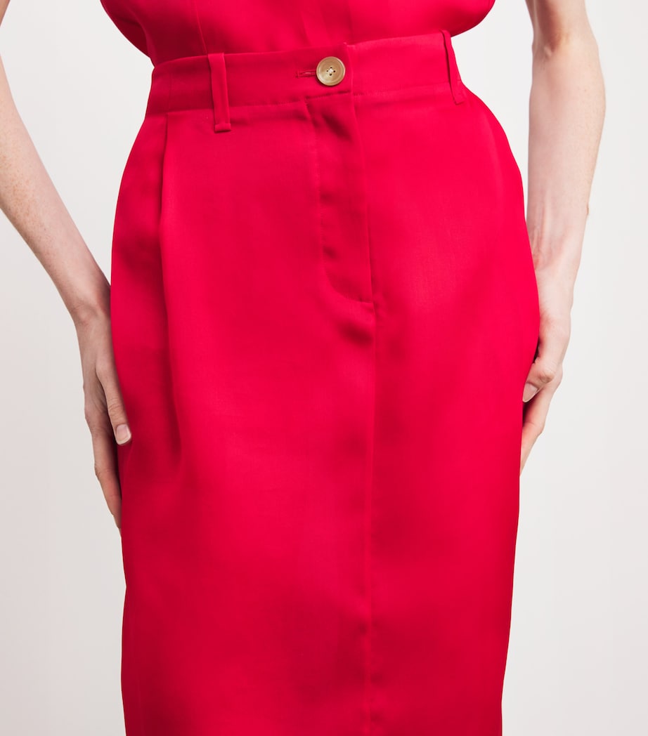 Silk Lucian Pencil Midi Skirt 625 RASPBERRY Image 6