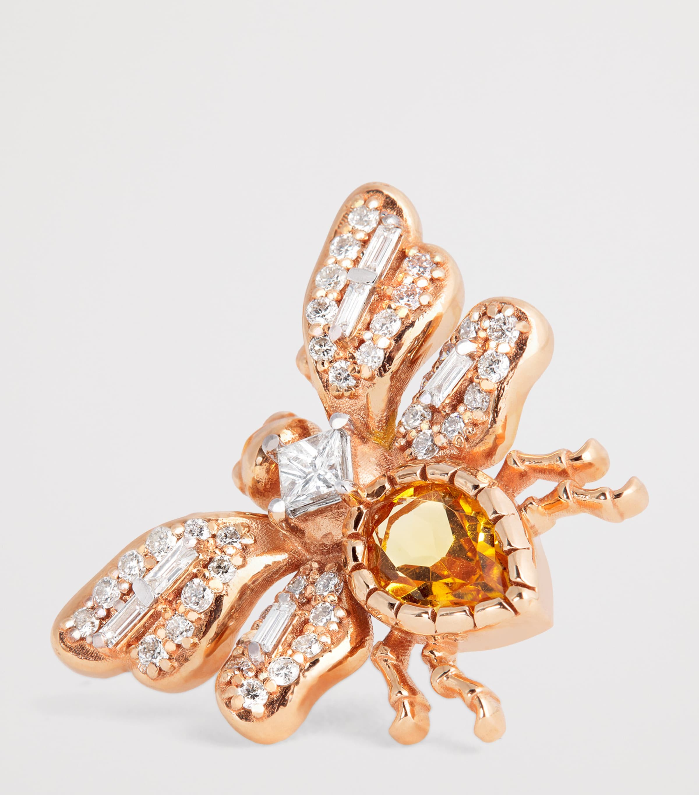 Rose Gold, Diamond and Citrine Queen Bee Bon Bon Stud Earrings ROSE GOLD Image 6