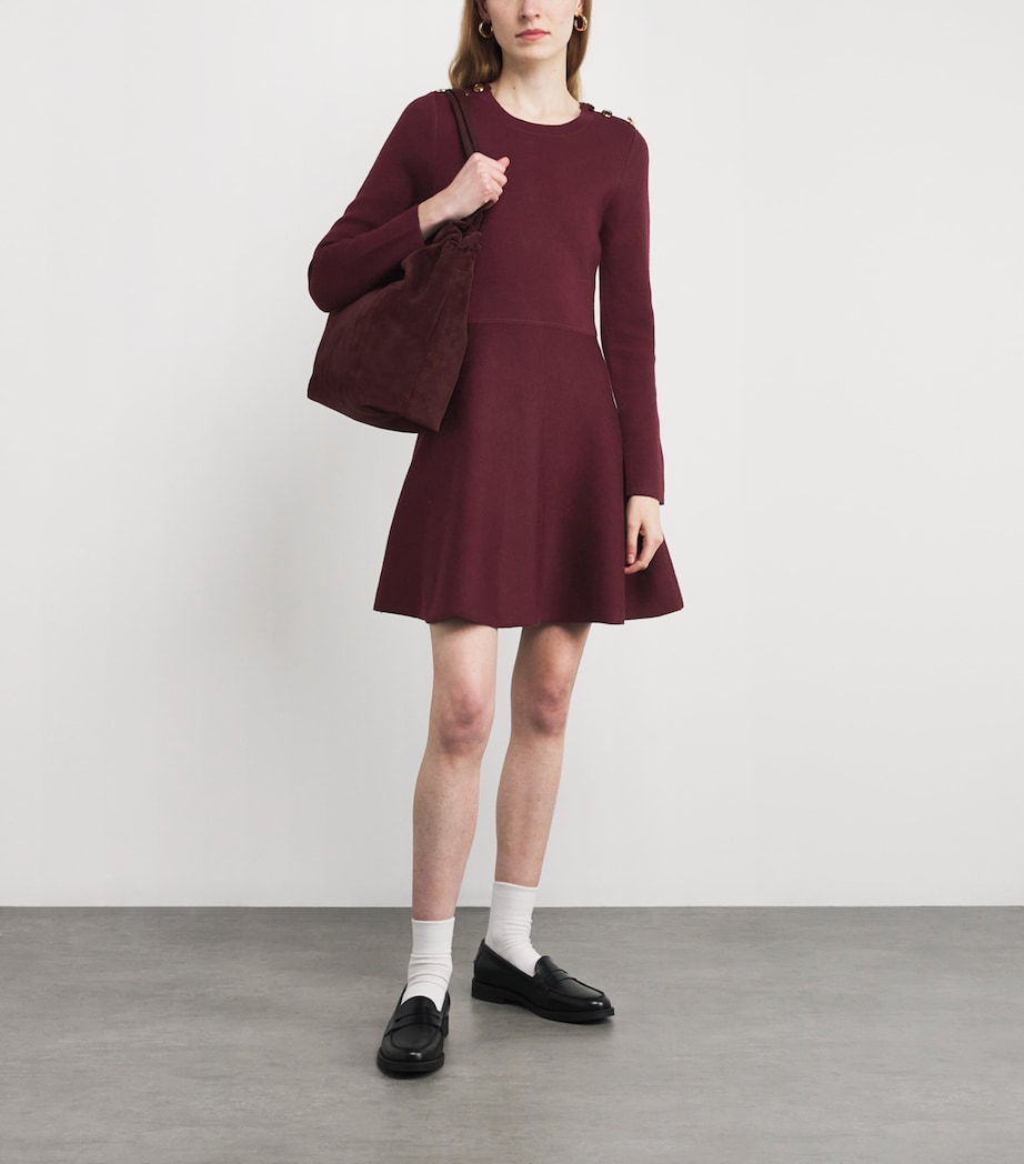 Knitted Mini Dress BURGUNDY Image 2