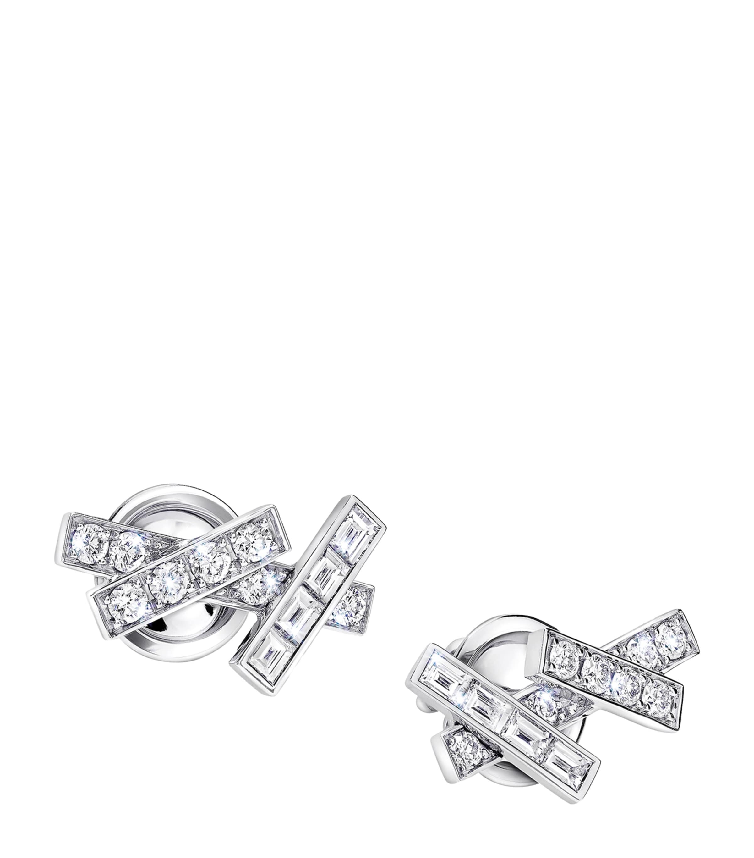 Mini White Gold and Diamond Threads Earrings WHITE GOLD Image 2
