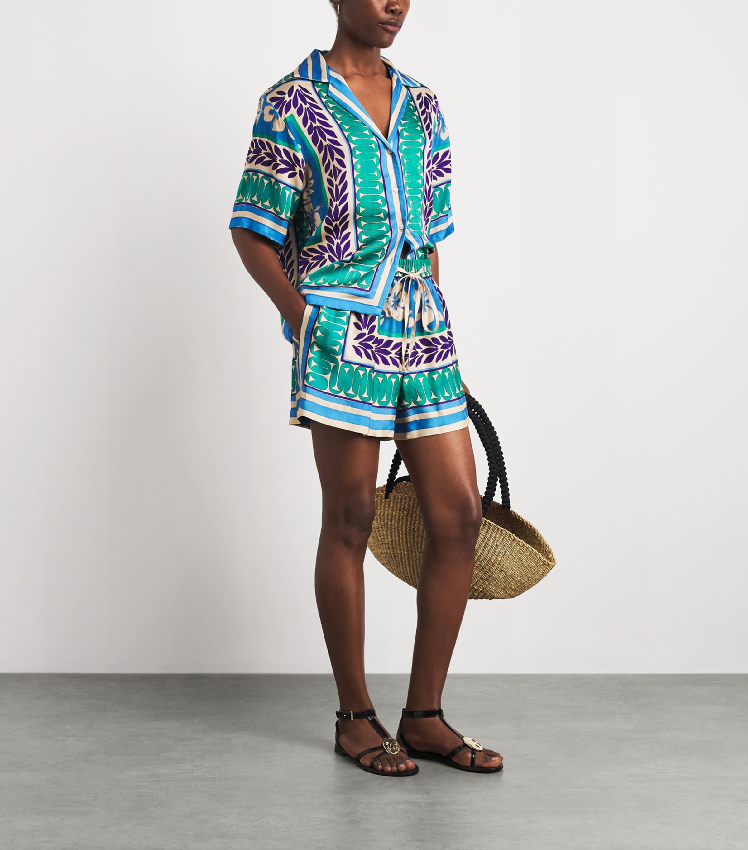 Sandro Paris Womens Floral Shirt Green / Purple Image 2