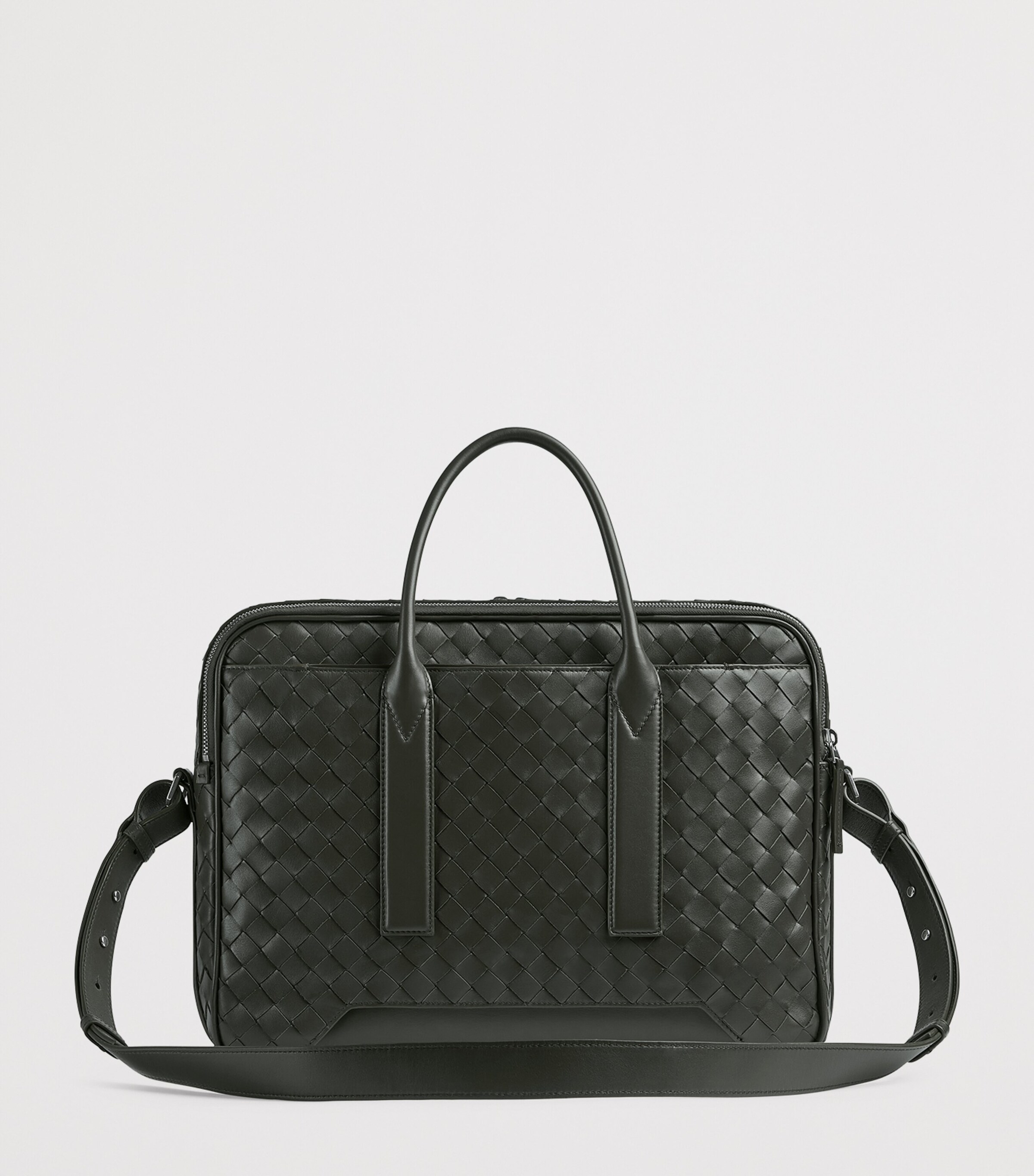 Bottega Veneta Green Leather Intrecciato Getaway Briefcase