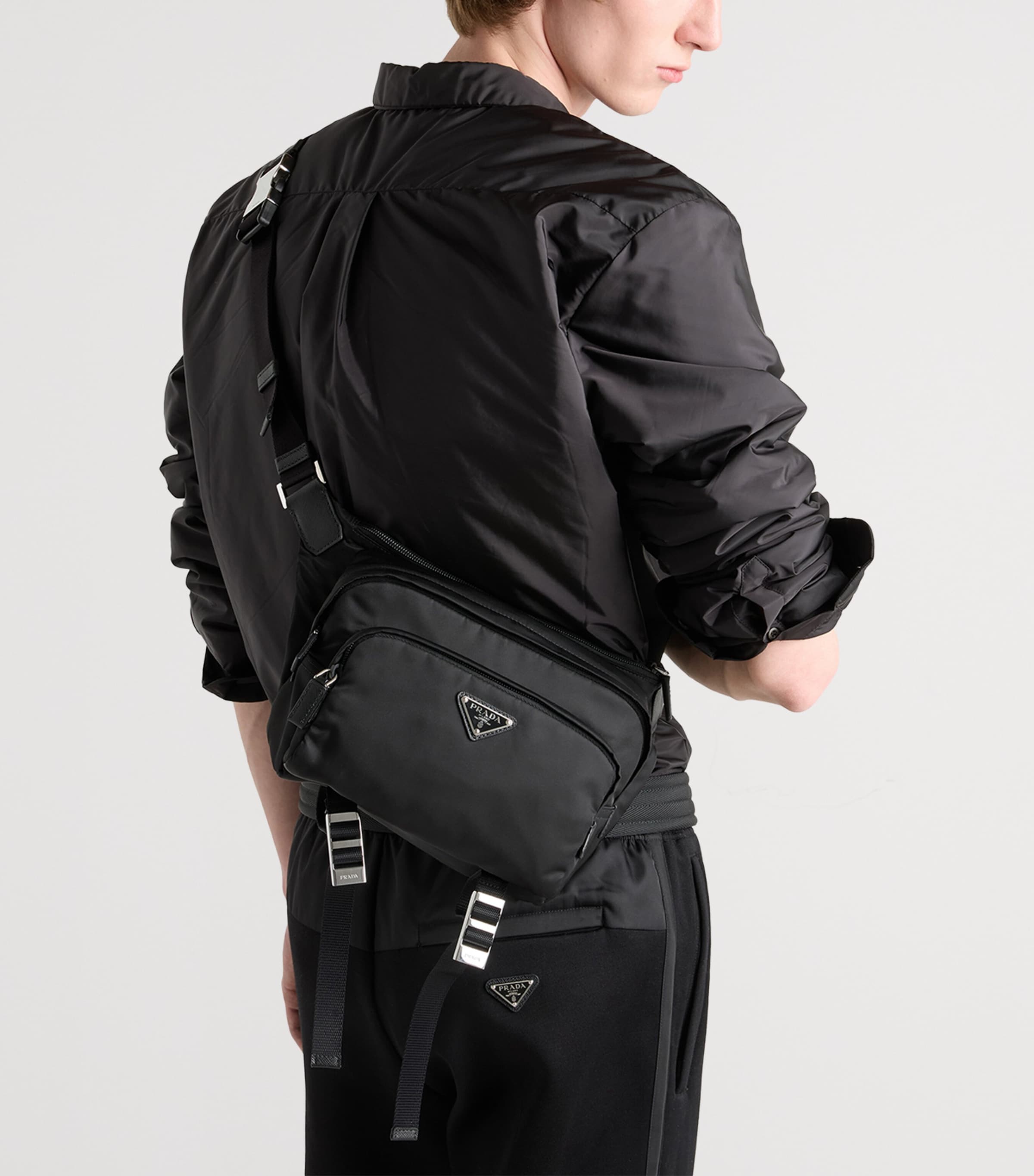 Re-Nylon and Leather Cross-Body Bag F0002 Image 5