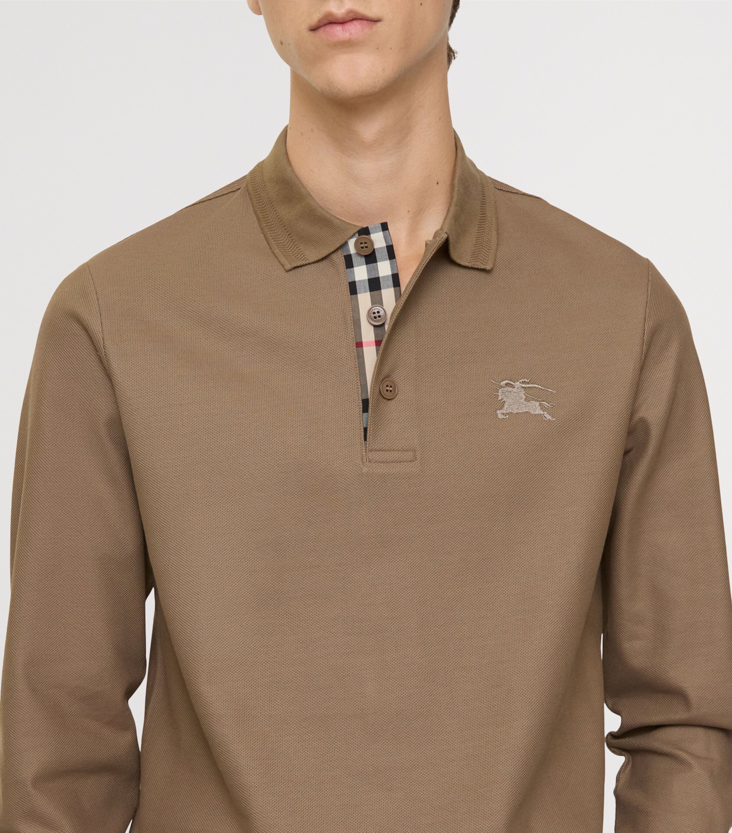 Burberry Brown Cotton Long-Sleeve Polo Shirt Harrods KZ