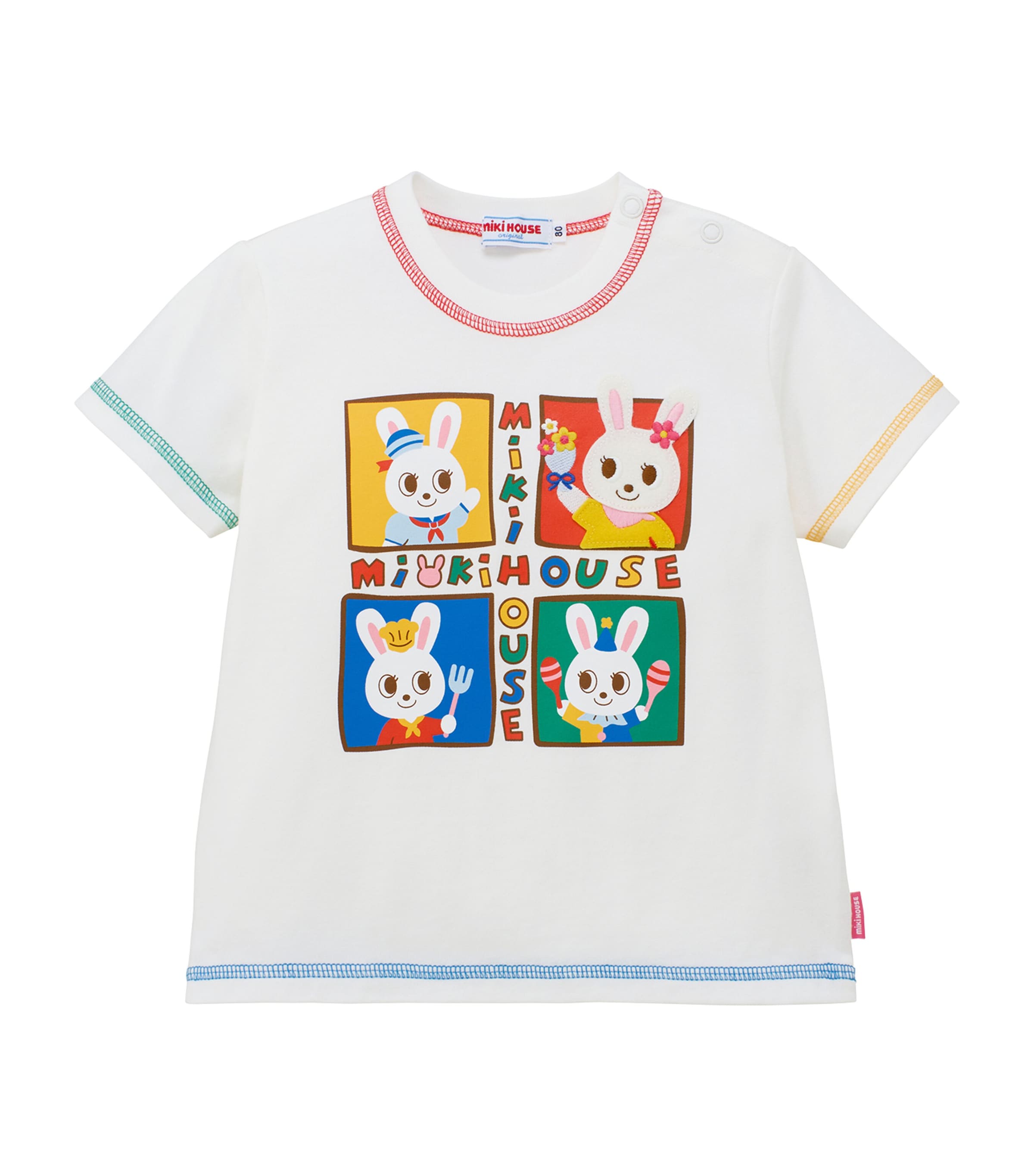 Miki House Cotton Bunny Grid T-Shirt (2-7 Years) Image 1