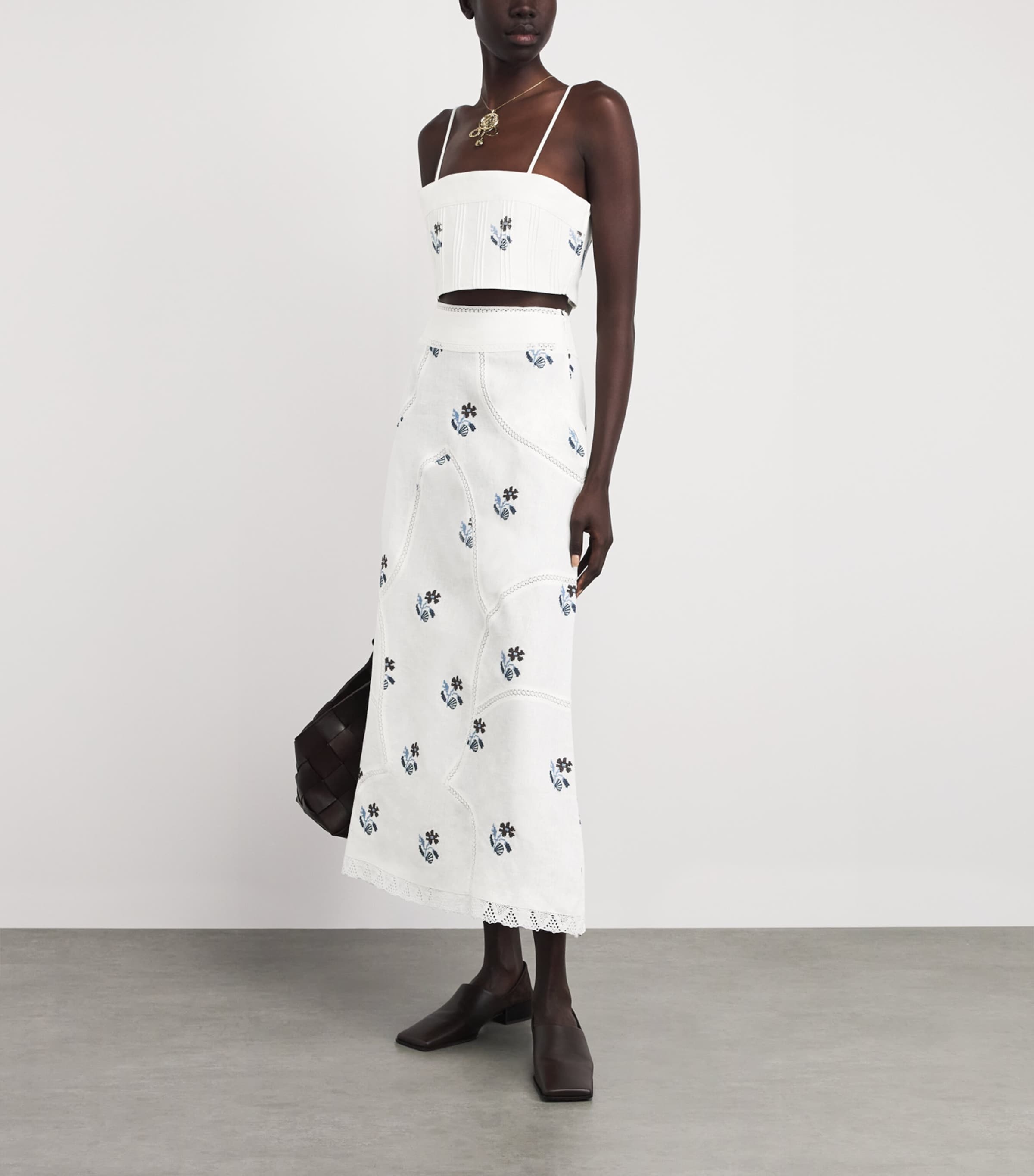 LUG VON SIGA Womens Linen Liza Maxi Skirt Offwhite/hndmd Embrd Image 2