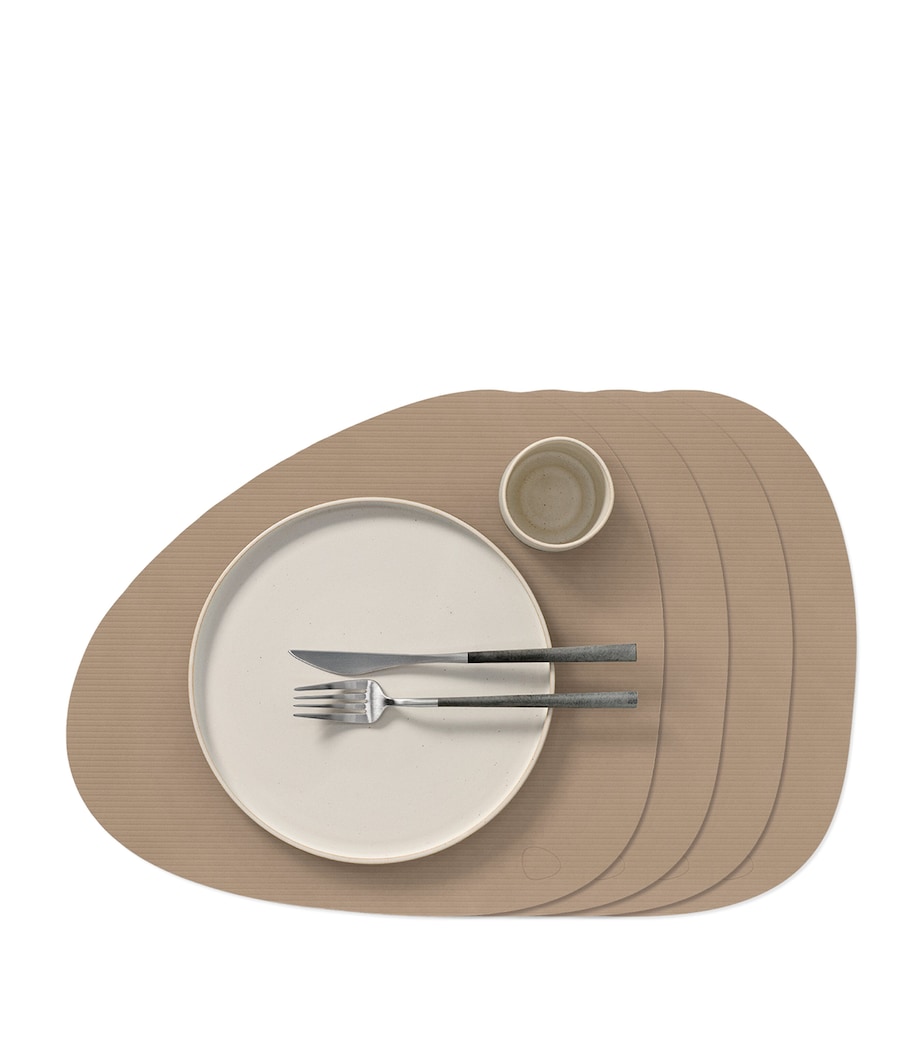 Large Curve Corduroy Placemat (Set of 4) CLAY BROWN Image 1