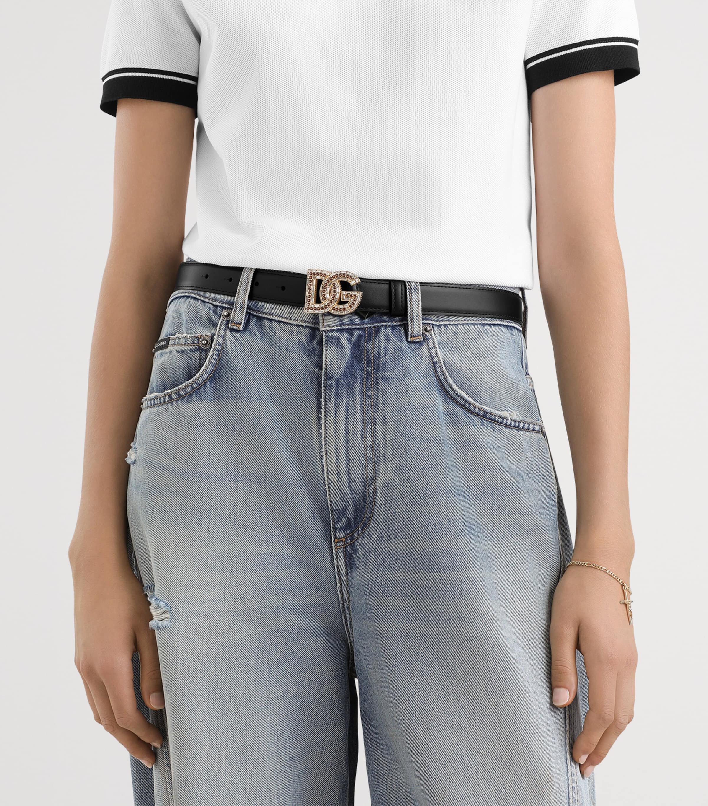 Calfskin Logo Belt 80999-BLACK Image 2