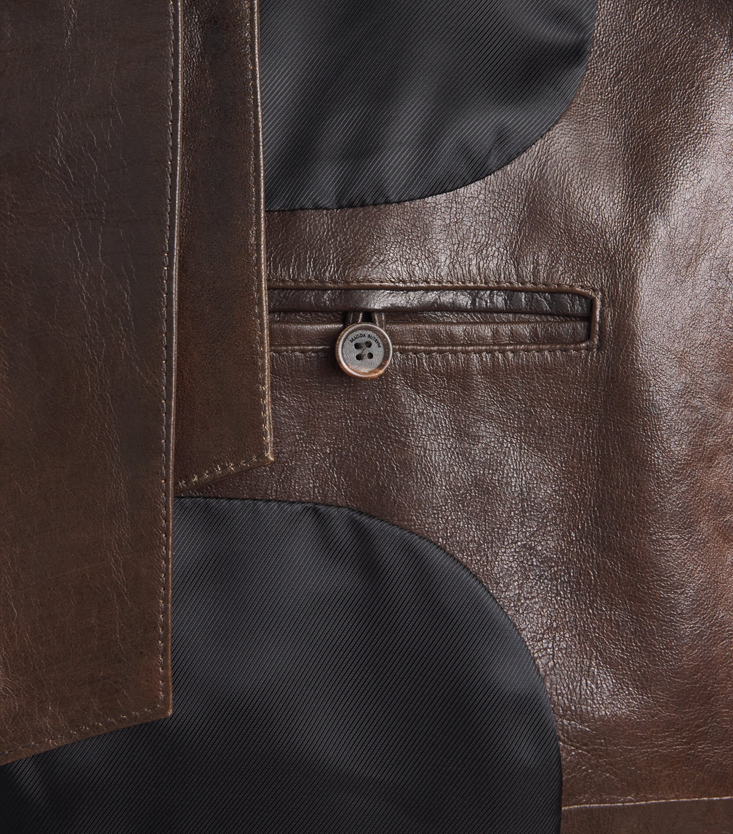 Leather Belted Trench Coat BROWN Image 5