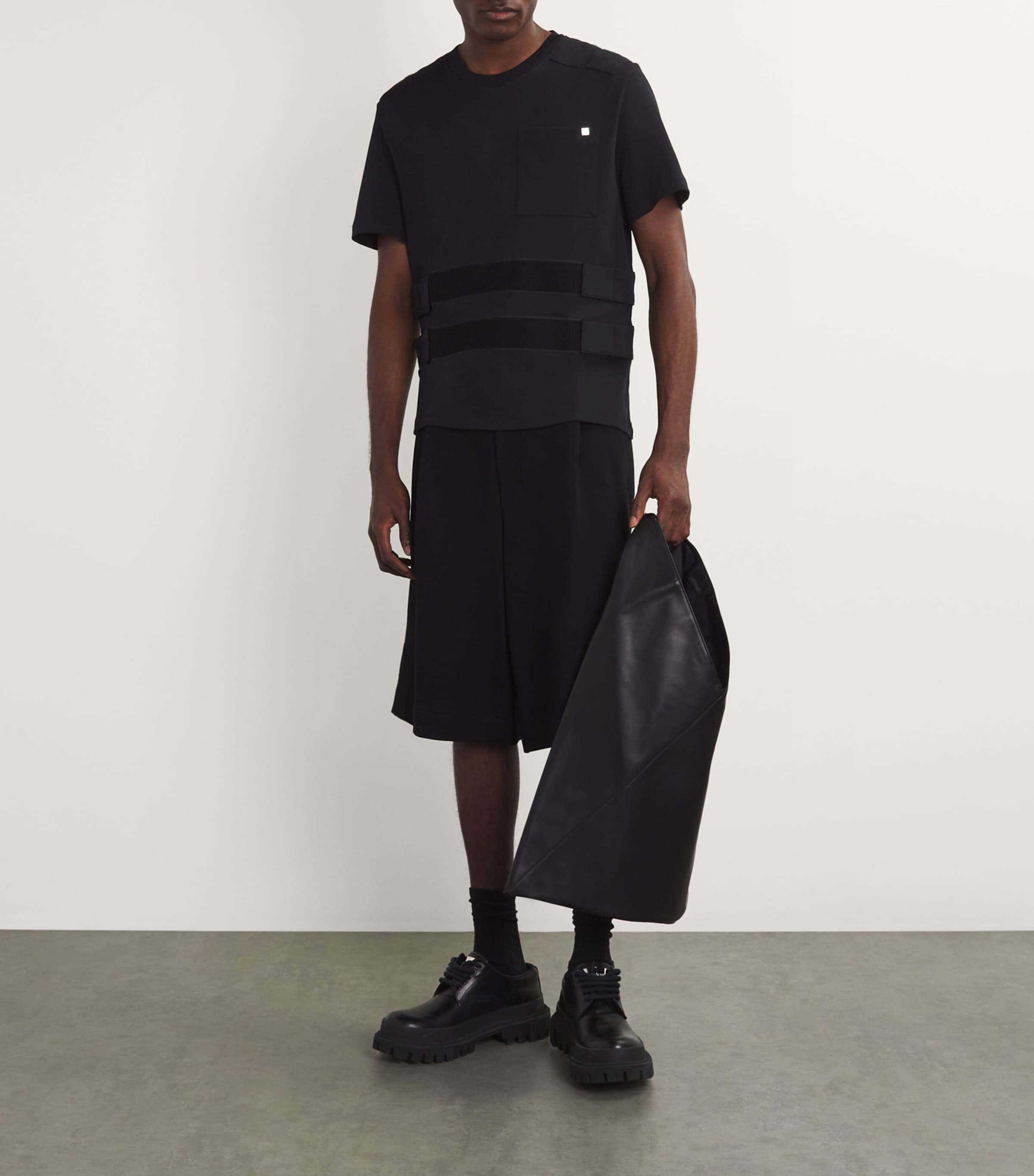 Helmut Lang Mens Velcro-Strap Armor T-Shirt Black Image 2