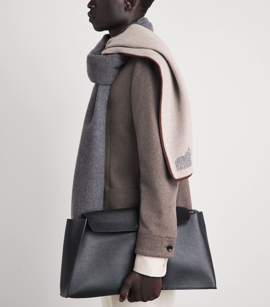 Colombo Cashmere Nubuck-Trim Scarf Greige Image 2