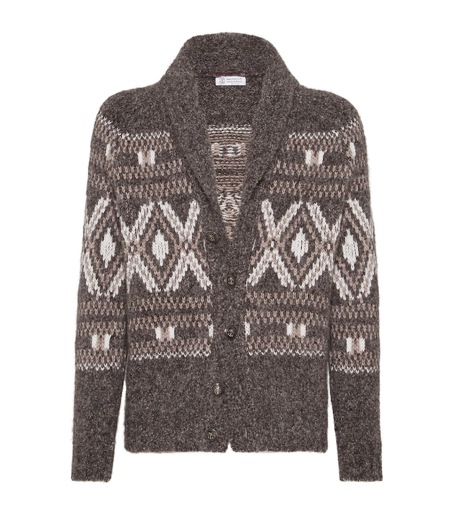 Alpaca-Virgin Wool-Cashmere Jacquard Cardigan COW07 Image 1