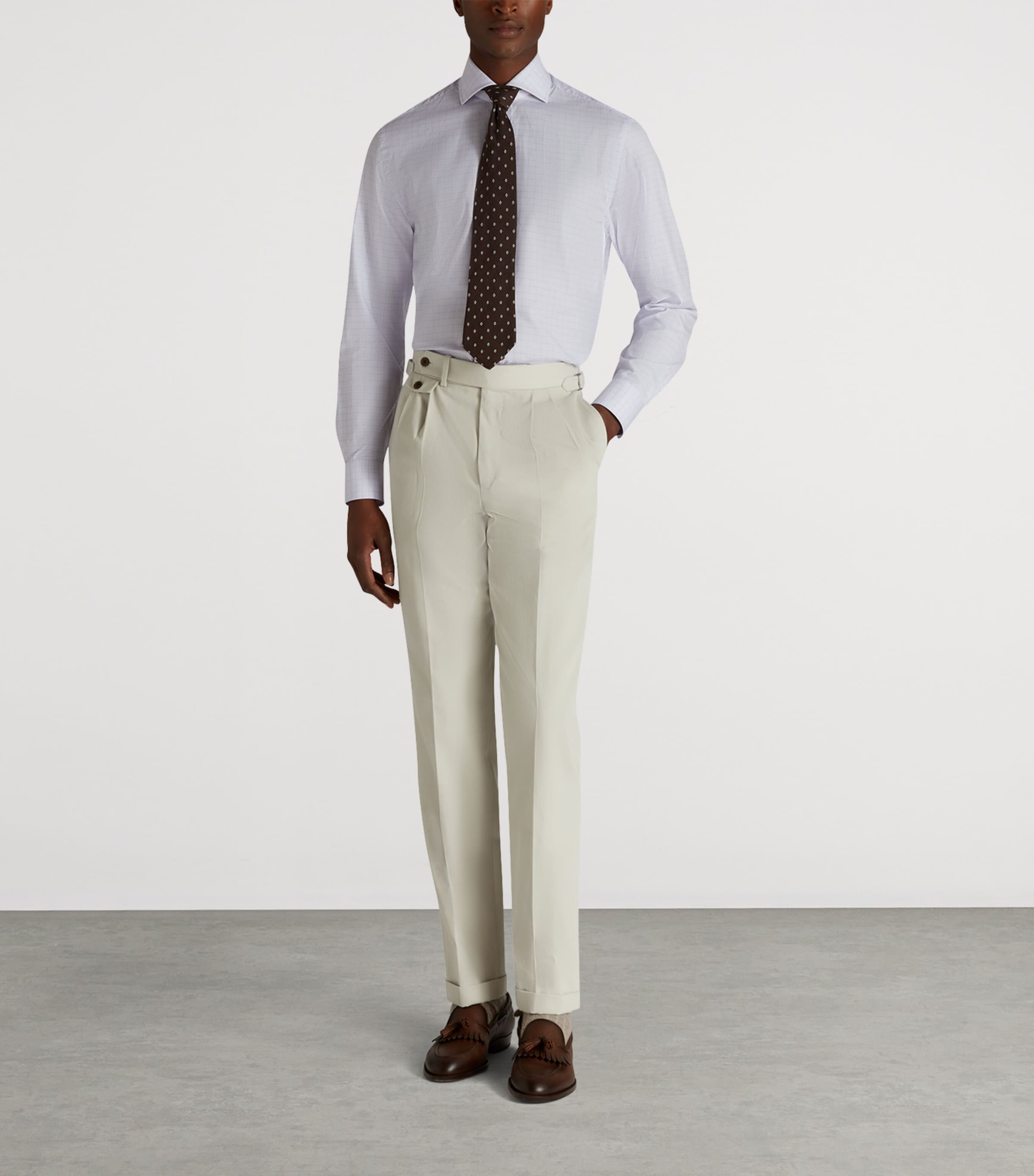 Cotton Tattersall Check Shirt 531LAVENDER Image 2