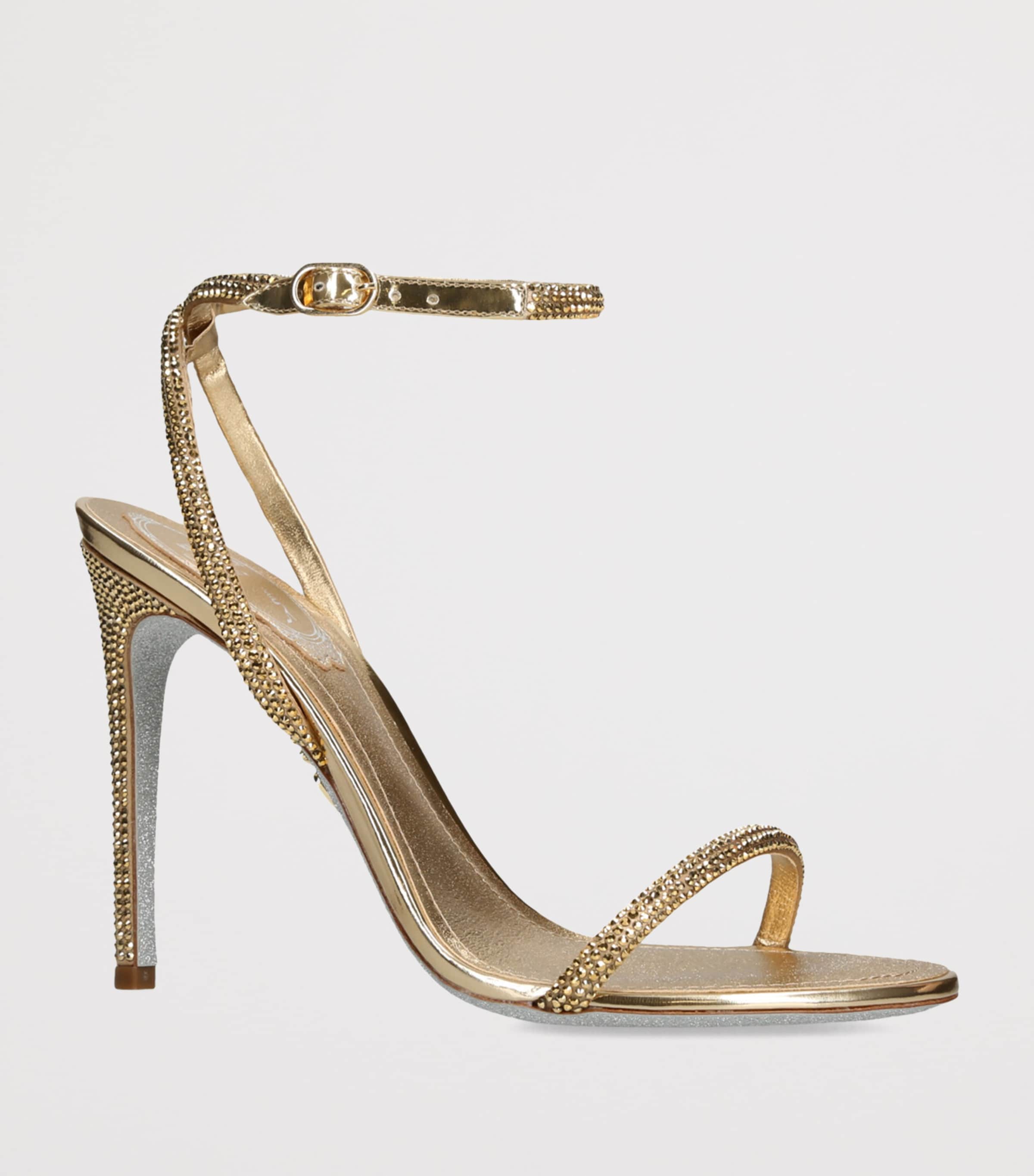 René Caovilla Embellished Ellabrita Heeled Sandals 105 Gold Image 3