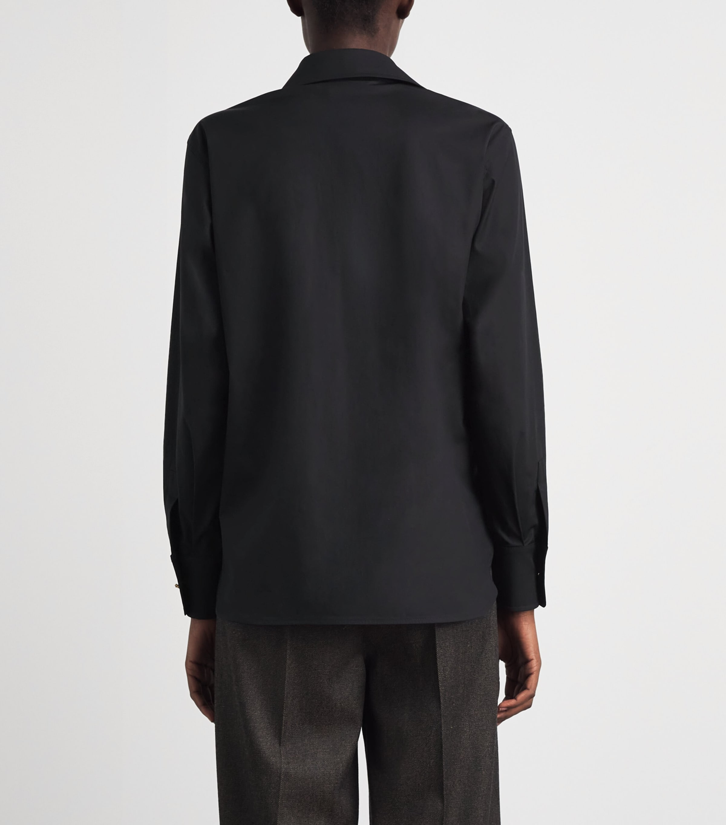Max Mara Womens Stretch-Cotton Polo Shirt Black Image 5