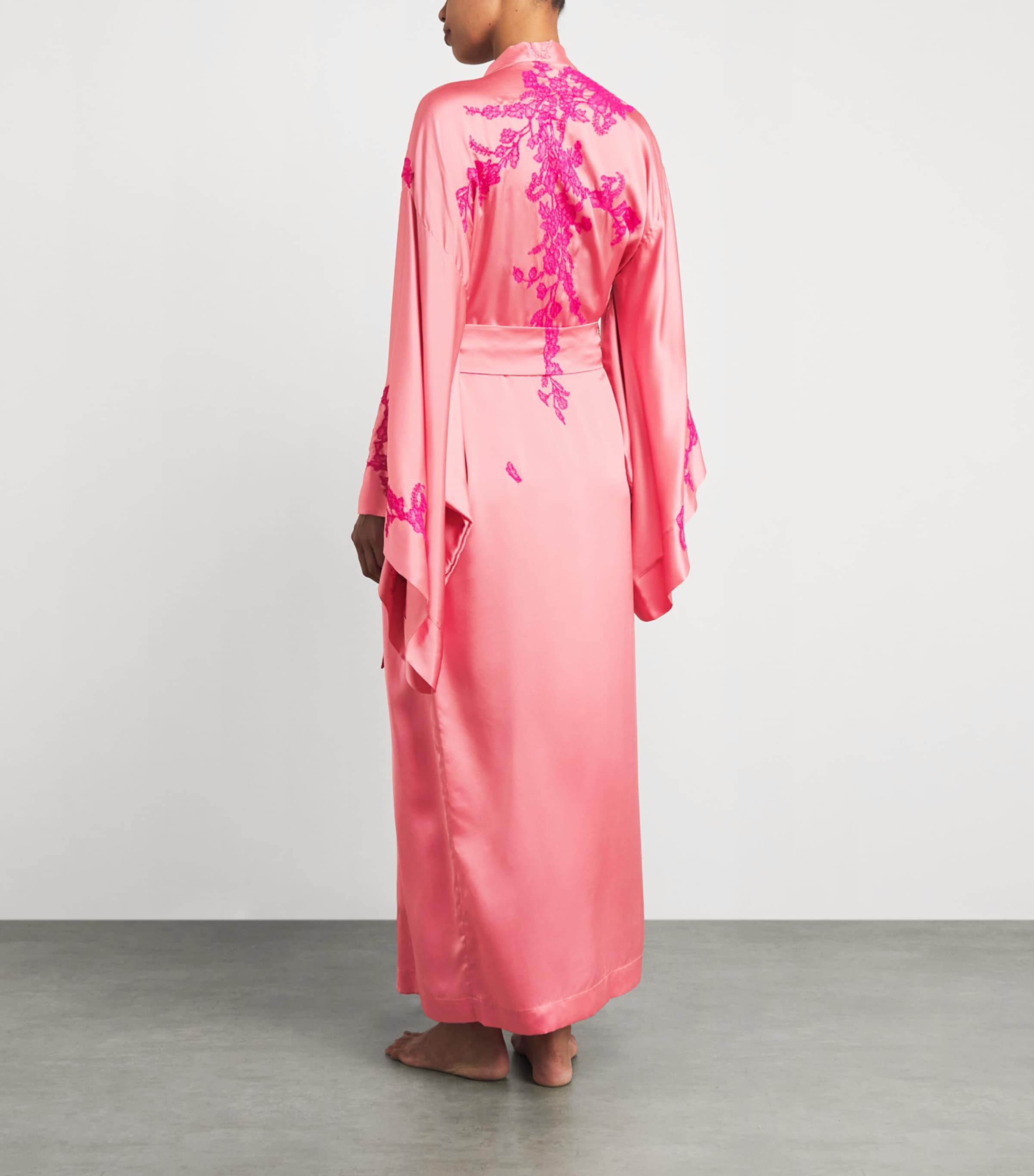 TORLOWEI Womens Silk Tokoni Long Kimono Coral/begonia Image 5