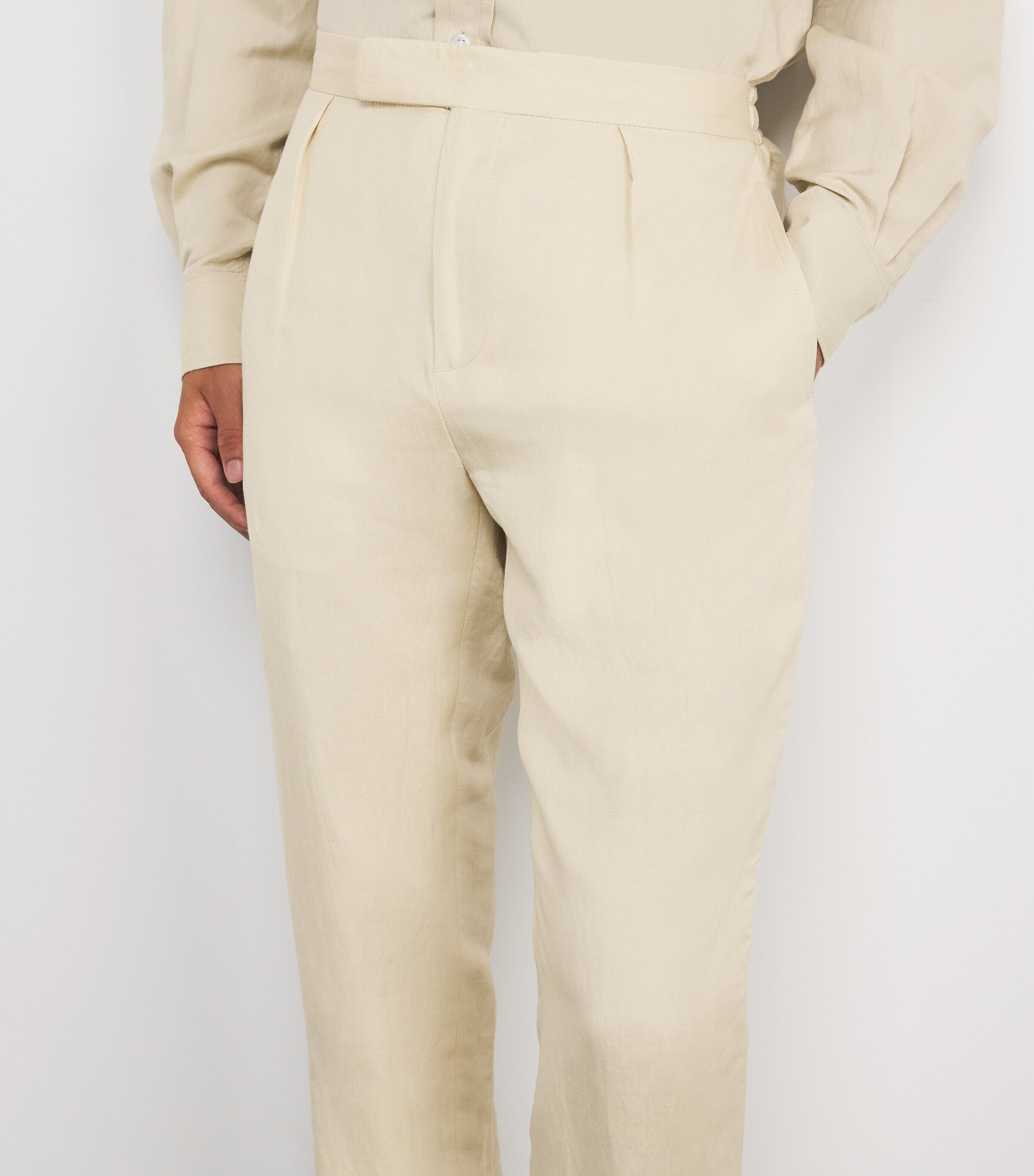 Ralph Lauren Purple Label Mens Linen Davis Trousers Limestone Image 6