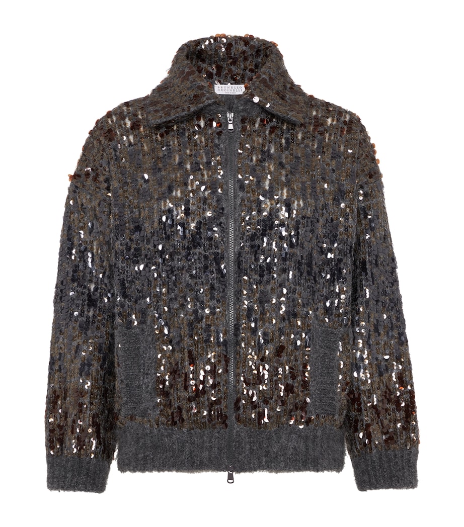 Mohair-Blend Sequin-Embellished Cardigan C9144 Image 1
