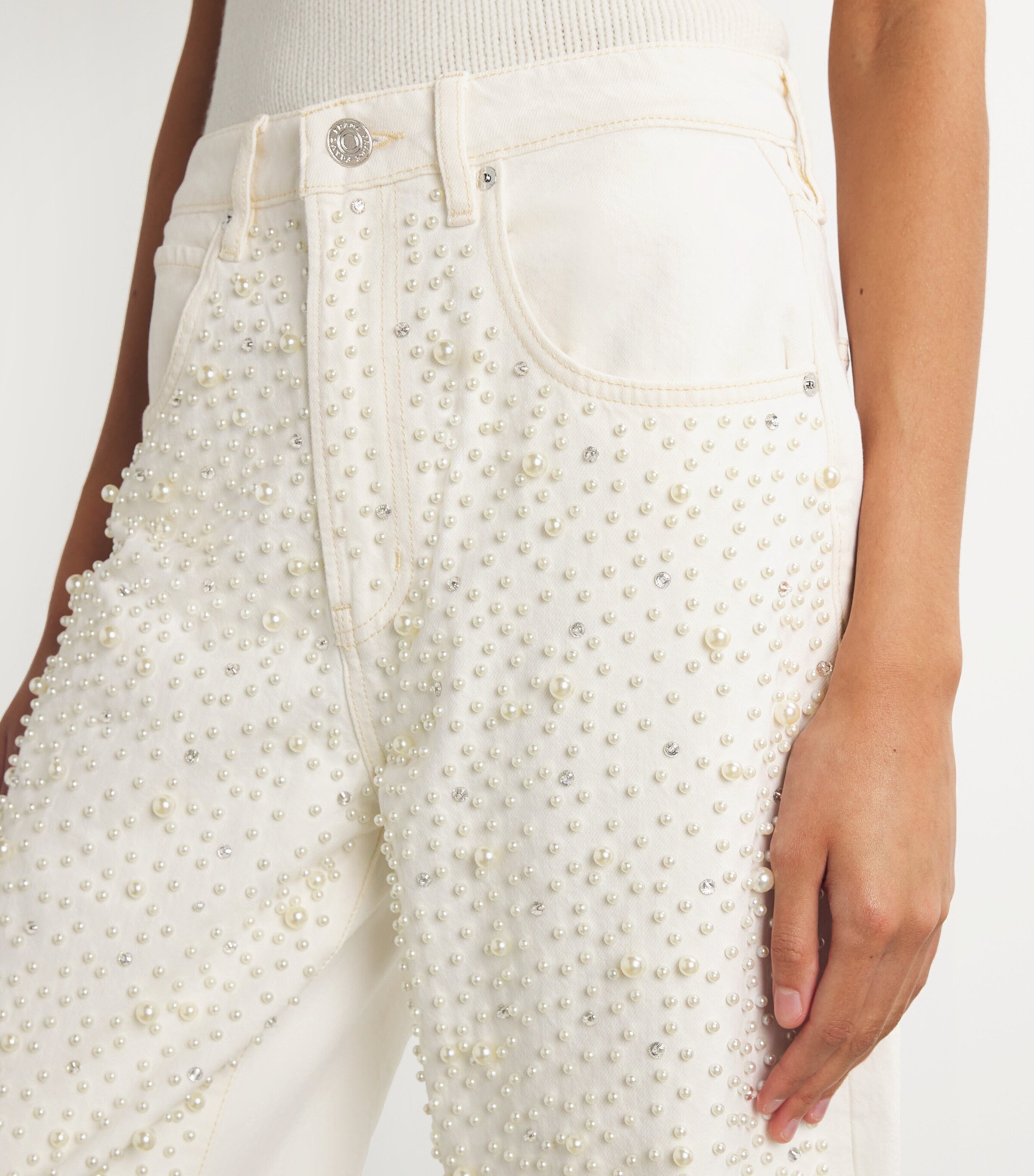 FRAME Womens The Pearl Barrel Wide-Leg Jeans Au Natural Clean Image 6