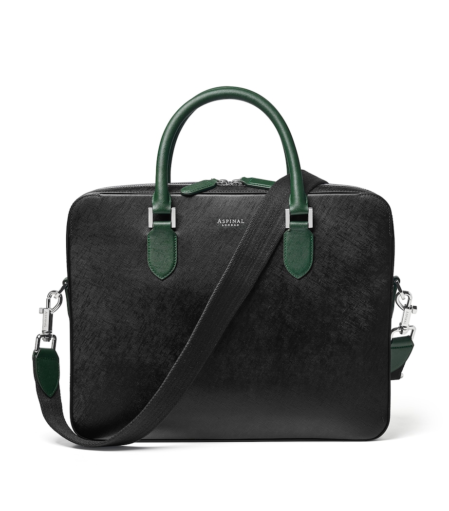 Slim Leather Shield Briefcase BLACK Image 1