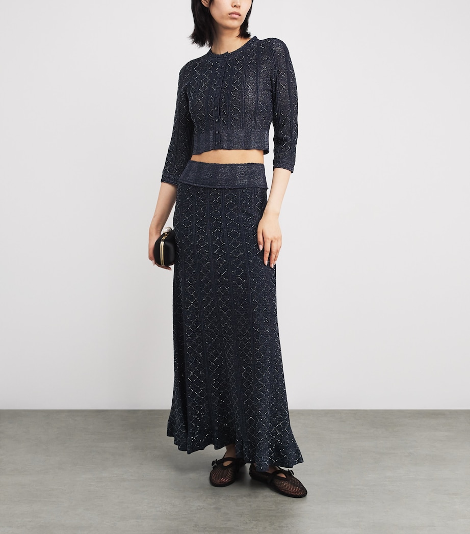 Knitted Embellished Maxi Skirt NAVY BLUE Image 2