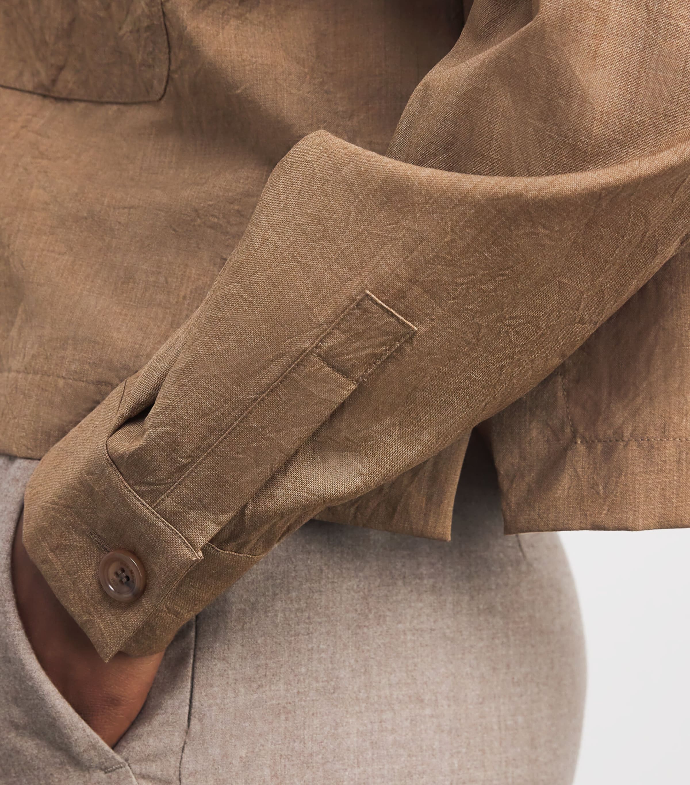 Wool Crinkled Overshirt HAZELNUT BROWN Image 6