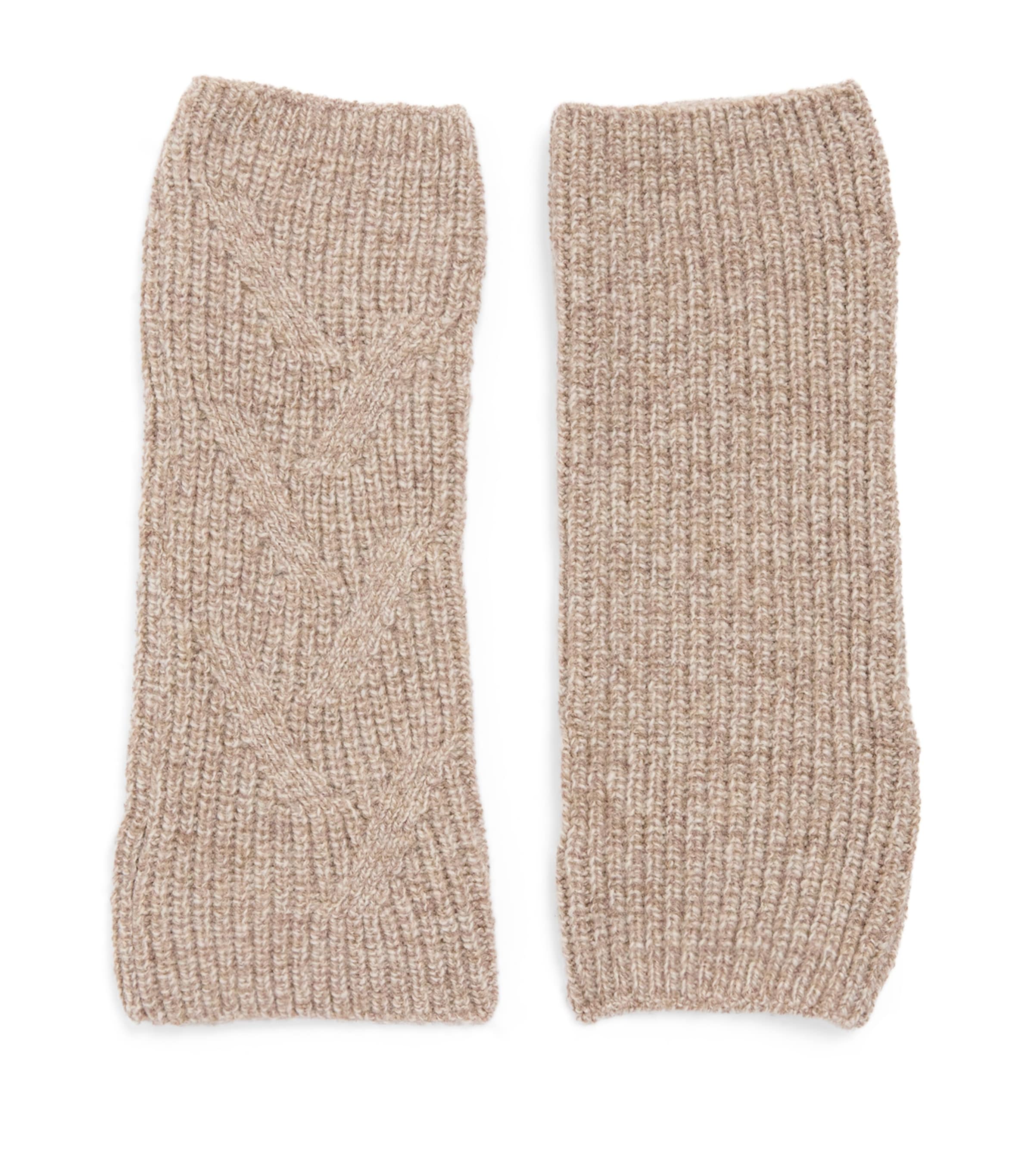Falke Lambswool Fingerless Gloves In Brown