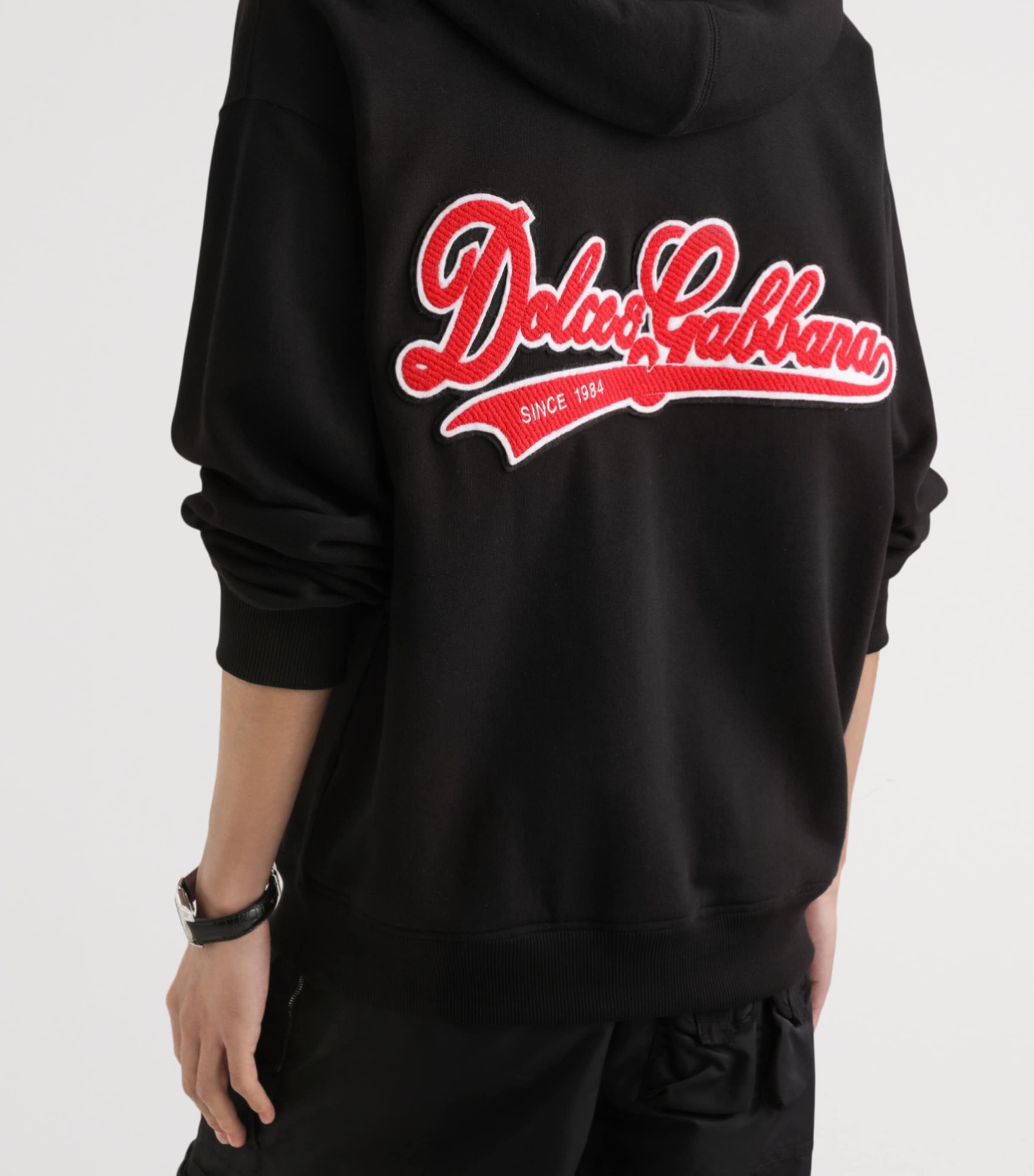 Dolce&Gabbana Mens Cotton Appliqué Hoodie Blac Image 5