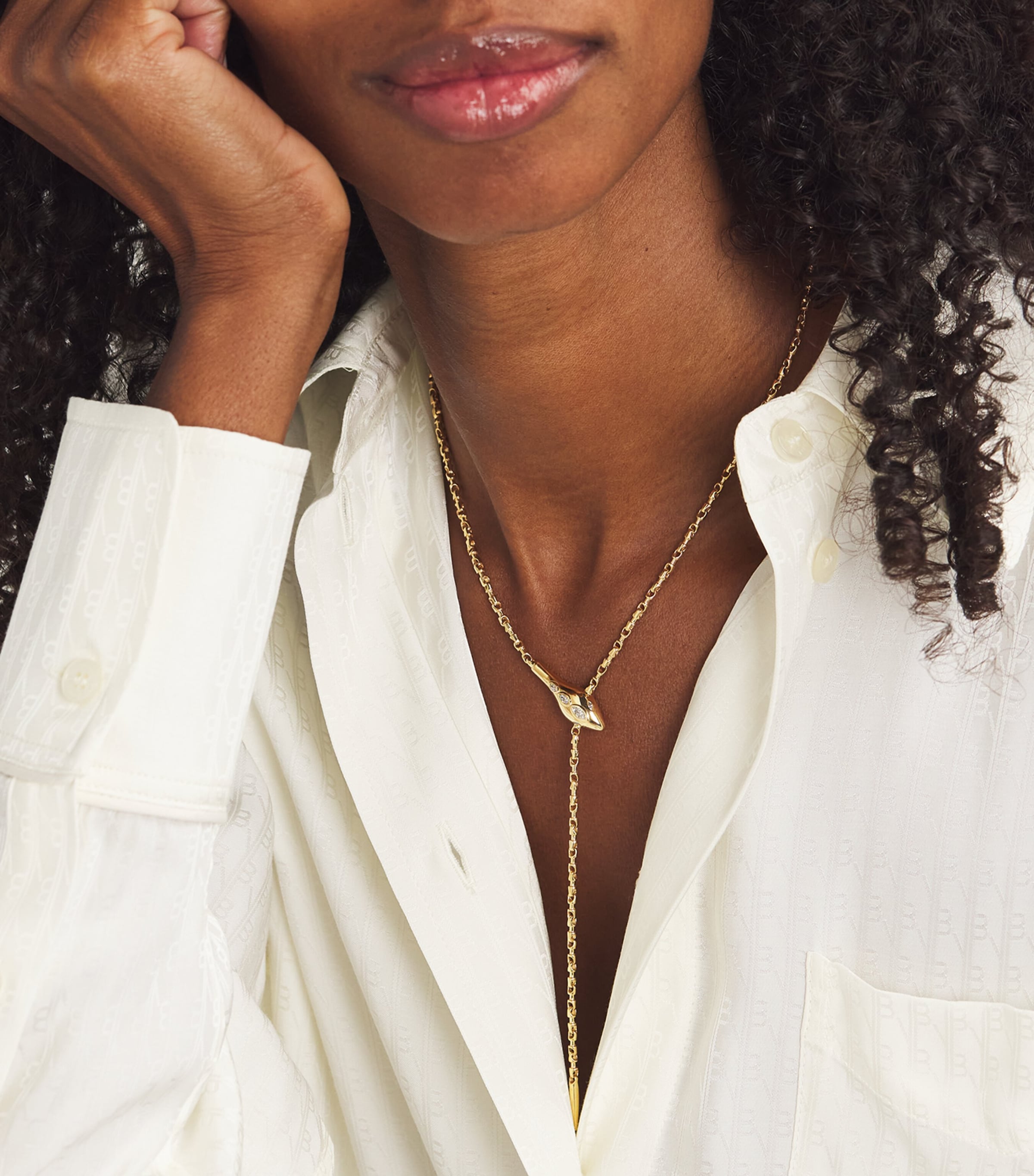 Yellow Gold and Diamond Snake Necklace YELLOW GOLD Image 2