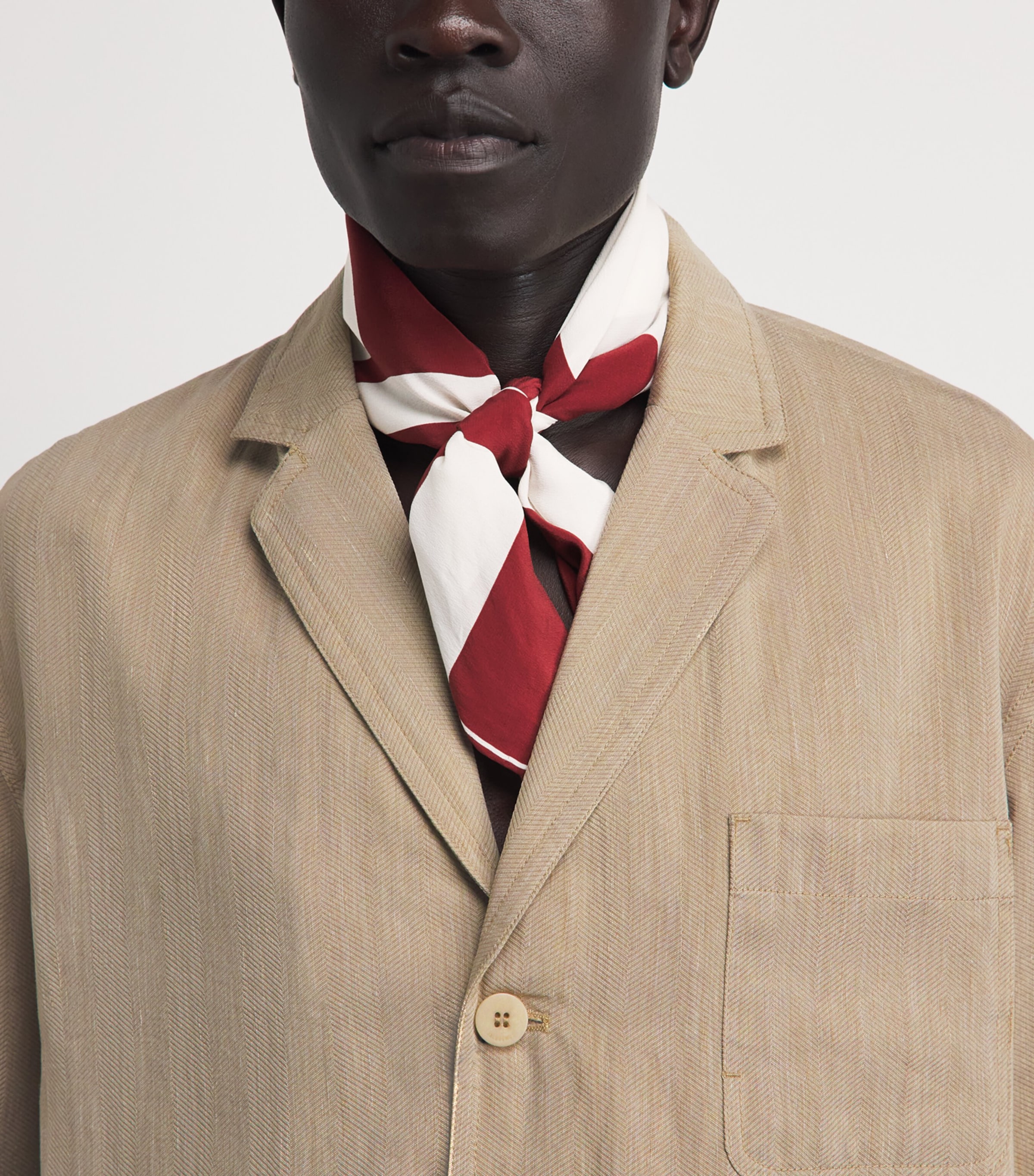 Jacquemus Mens Linen-Blend Boxy Blazer Beige Image 3