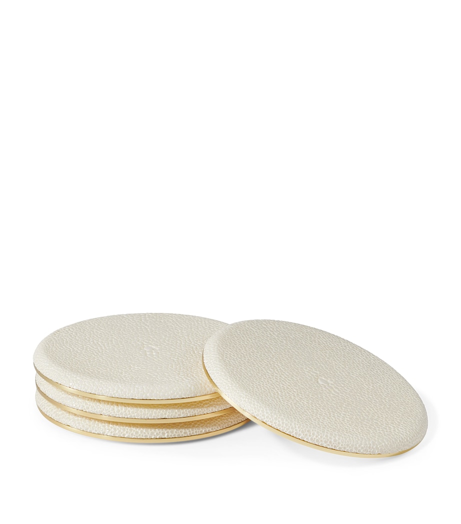 Set of 4 Shagreen Coasters CREAM Image 2