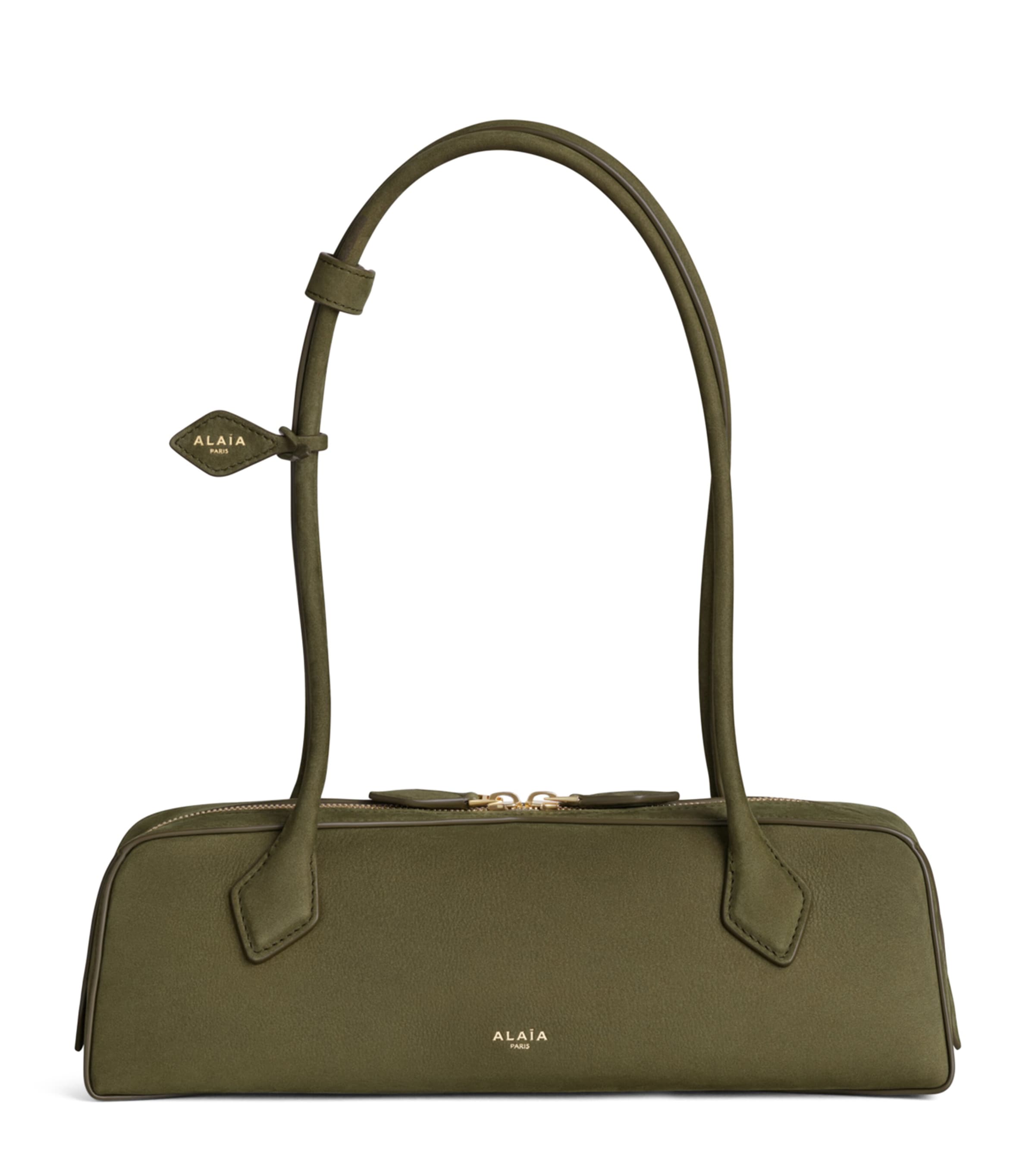 Alaïa Medium Nubuck Le Teckel Shoulder Bag Kaki Image 1
