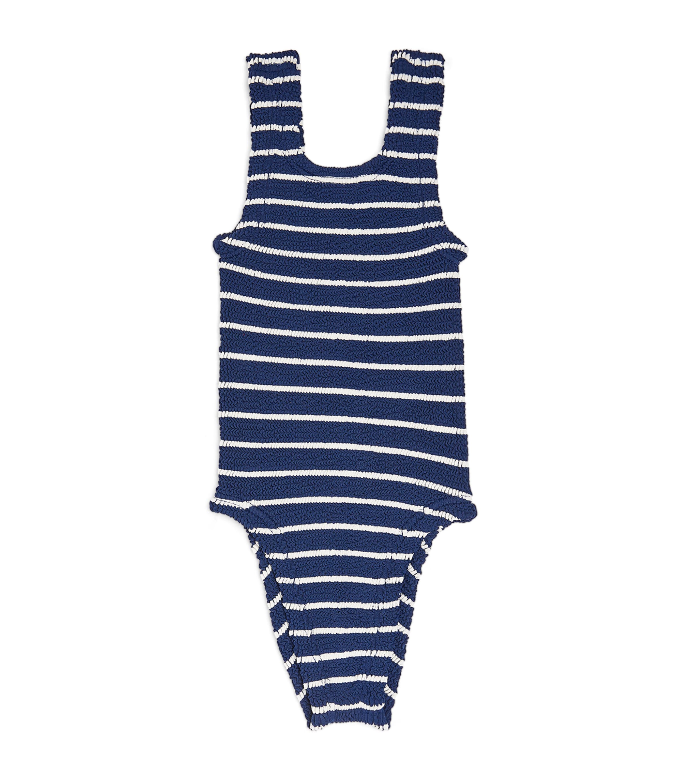 Shop Hunza G Striped Classic Swimsuit In Navy