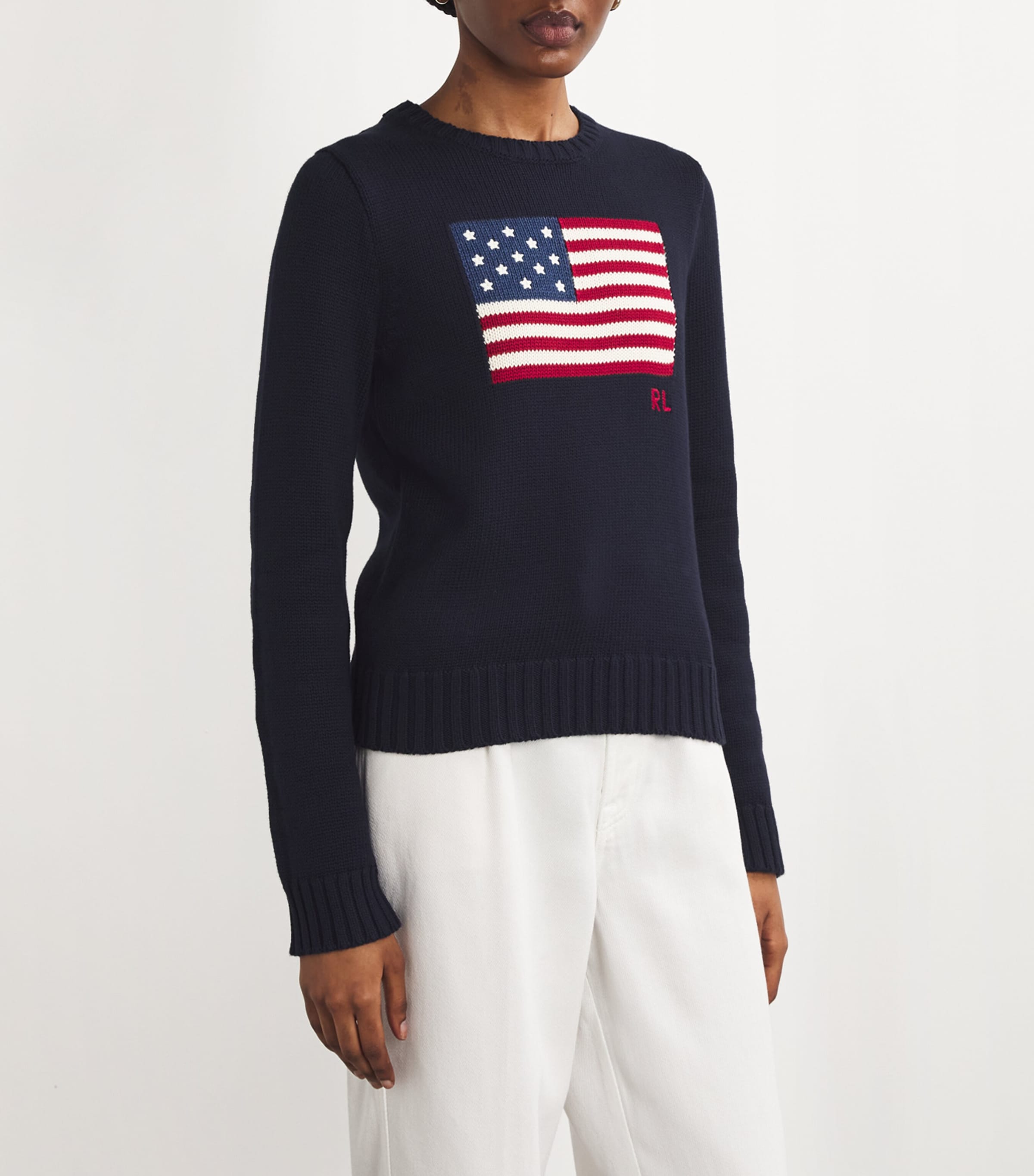 Cotton American Flag Sweater NAVY Image 3