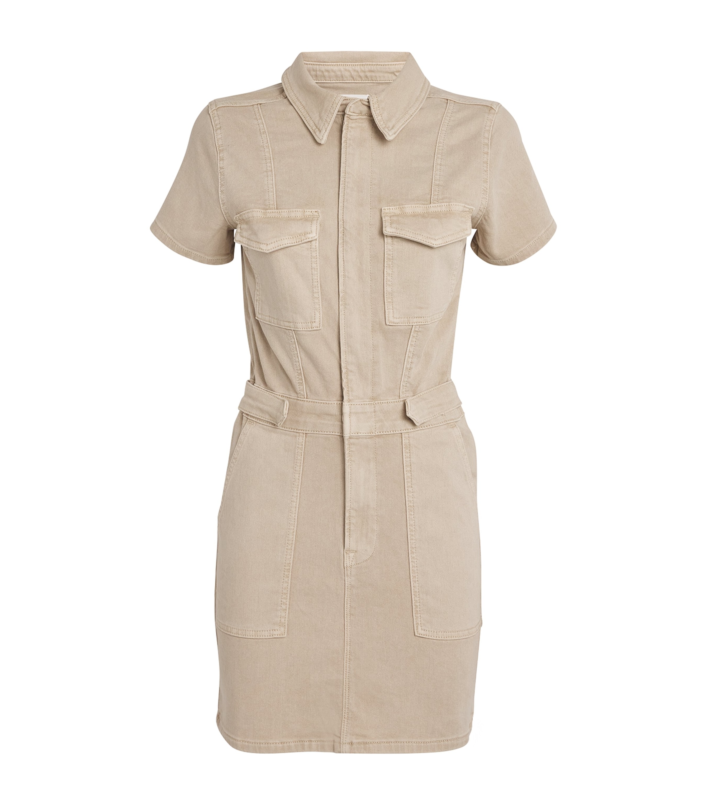 Shop Good American Denim Fit For Success Mini Dress In Beige