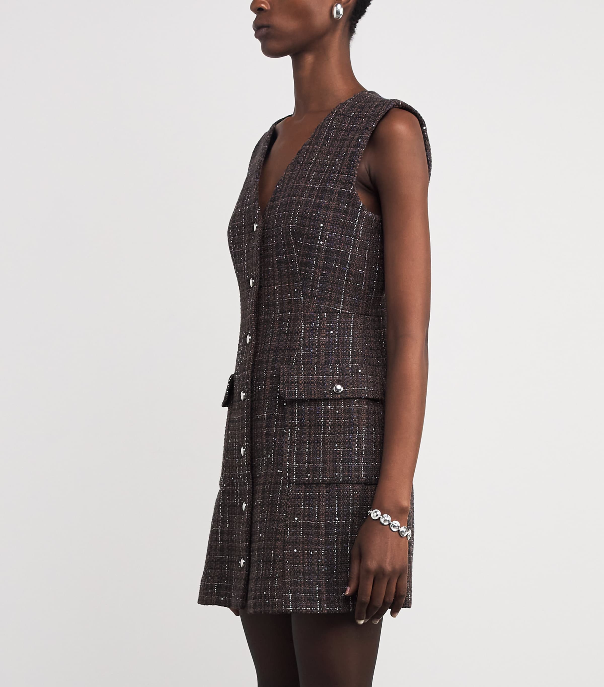 Tweed Mini Dress BROWN Image 3