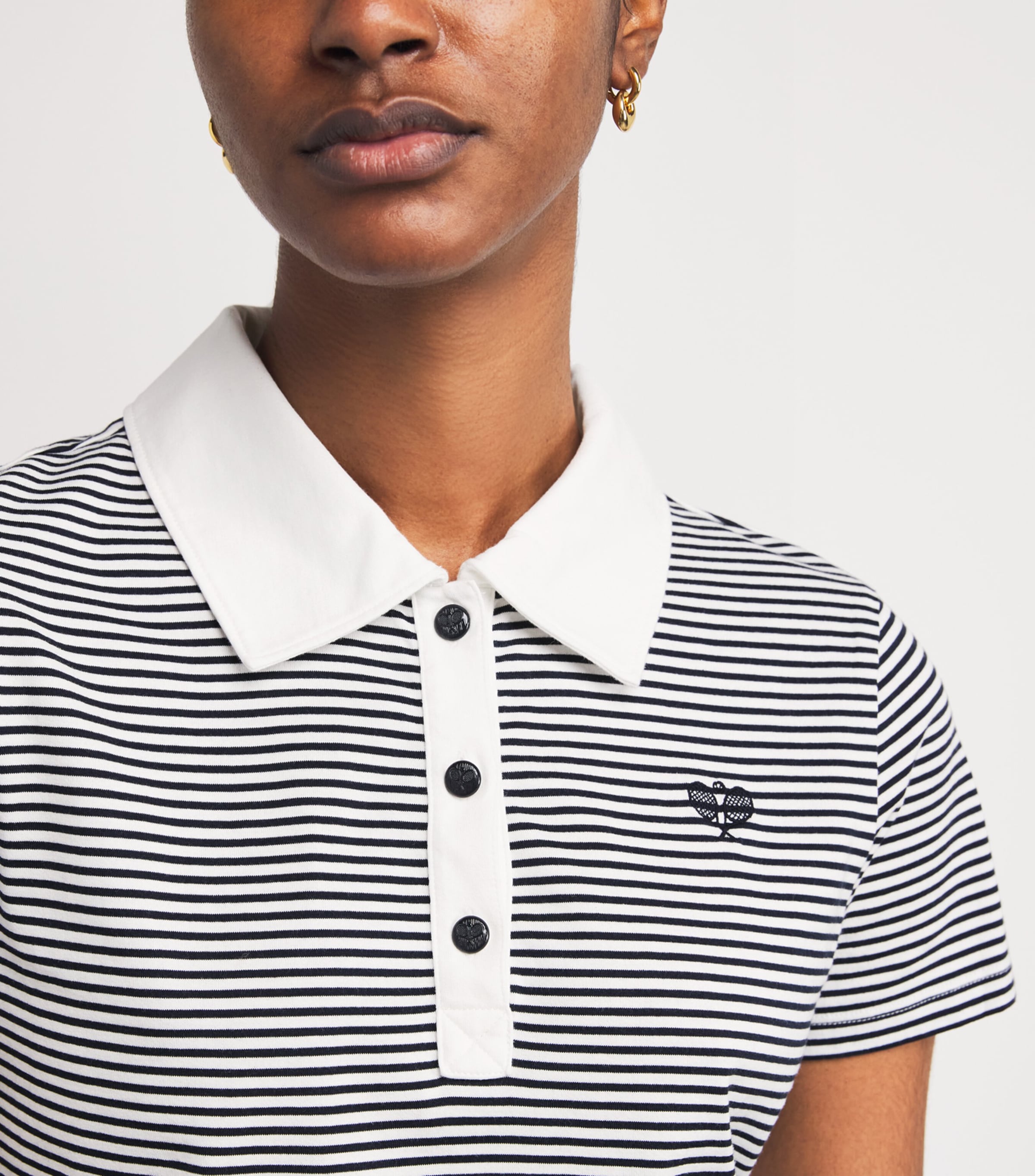 FRAME Womens Cotton Tennis Polo Shirt White Multi Image 6