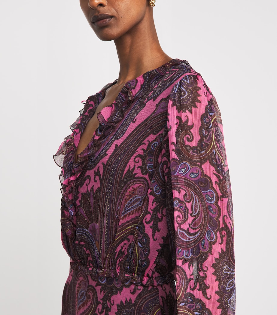 Etro Womens Silk Chiffon Paisley Mini Dress Print/pink Bs Image 6