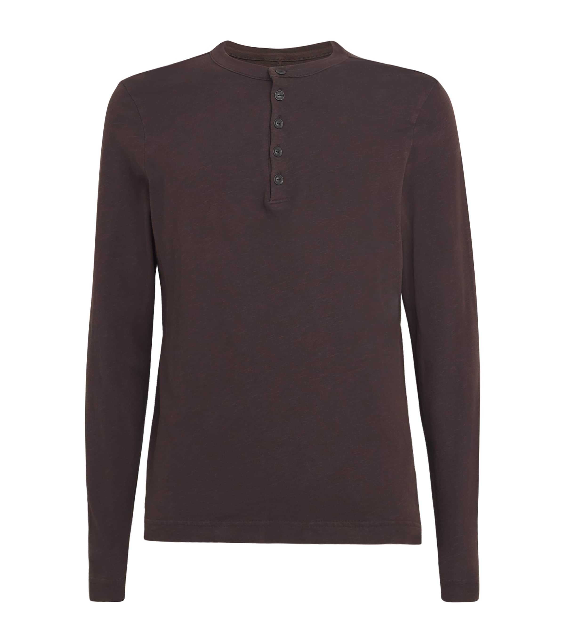 Citizens of Humanity Mens Cotton Henley T-Shirt Barrister (dk Brown) Image 1
