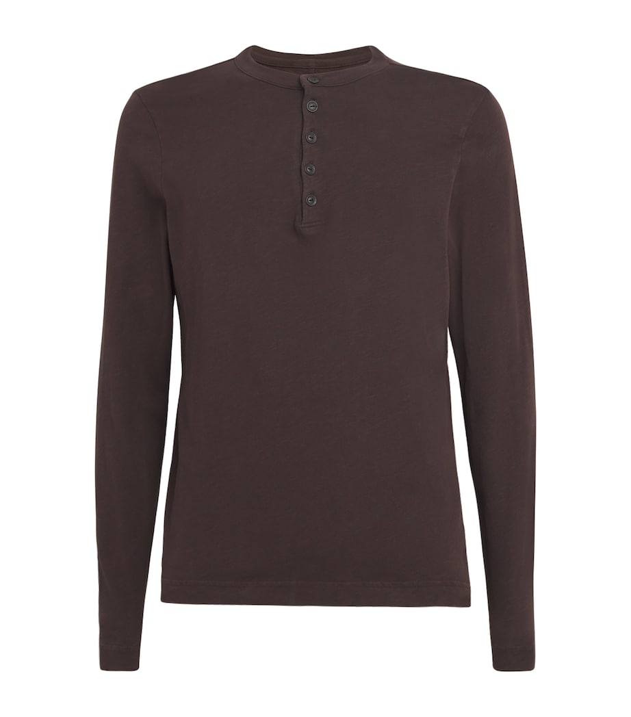 Citizens of Humanity Mens Cotton Henley T-Shirt Barrister (dk Brown) Image 1